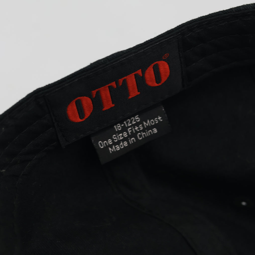 OTTO Black Graphic Embroidered Strapback Baseball Thrifted Hat