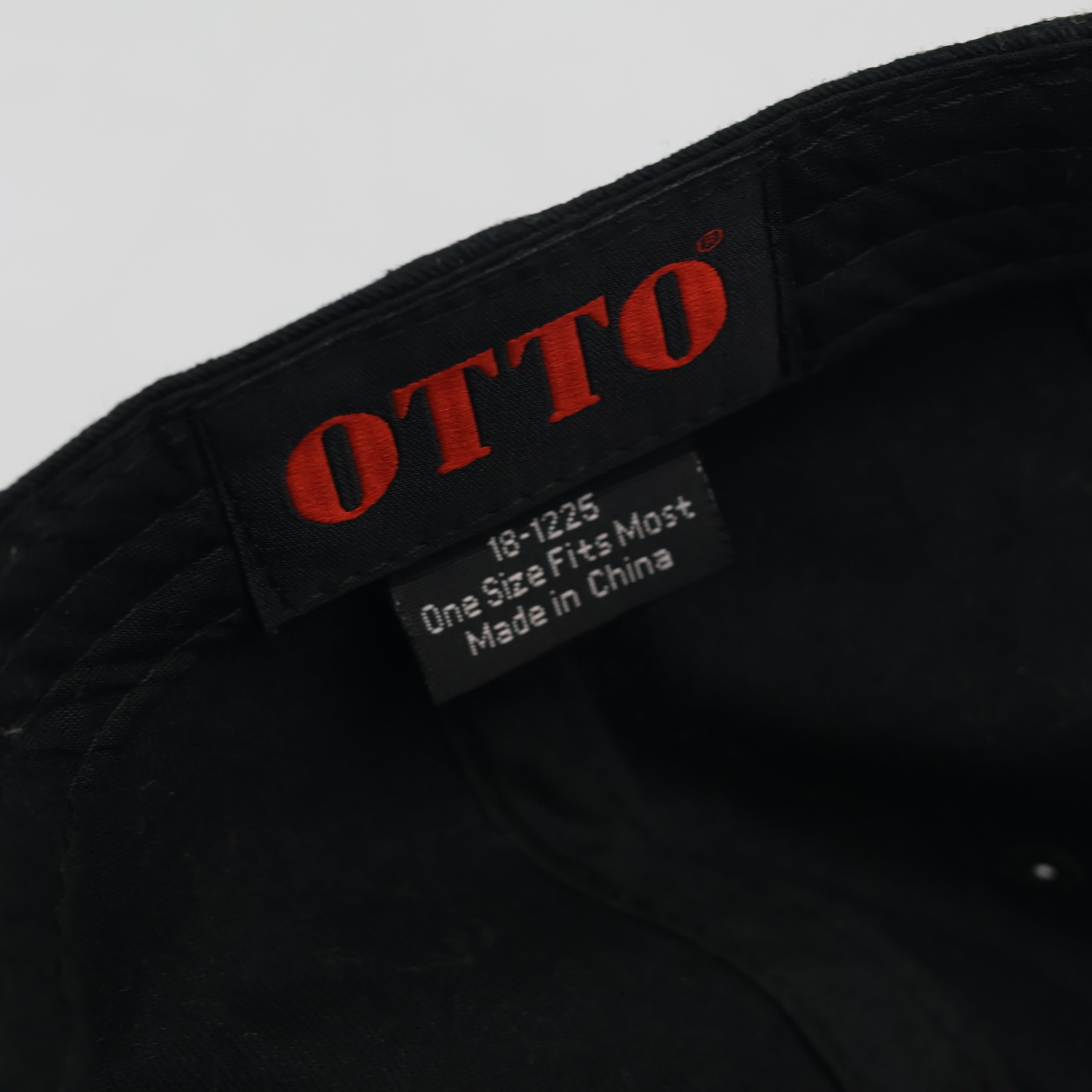OTTO Black Graphic Embroidered Strapback Baseball Thrifted Hat