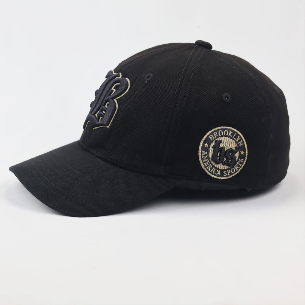 Vintage Brooklyn America Sports Thrifted Baseball Cap - Black & Gold