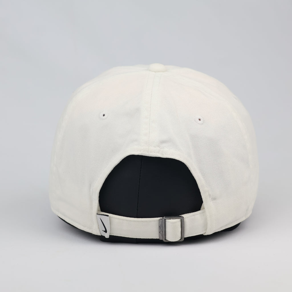 Nike unstructured Cream Dad Hat with Black Outline Thrifted Swoosh