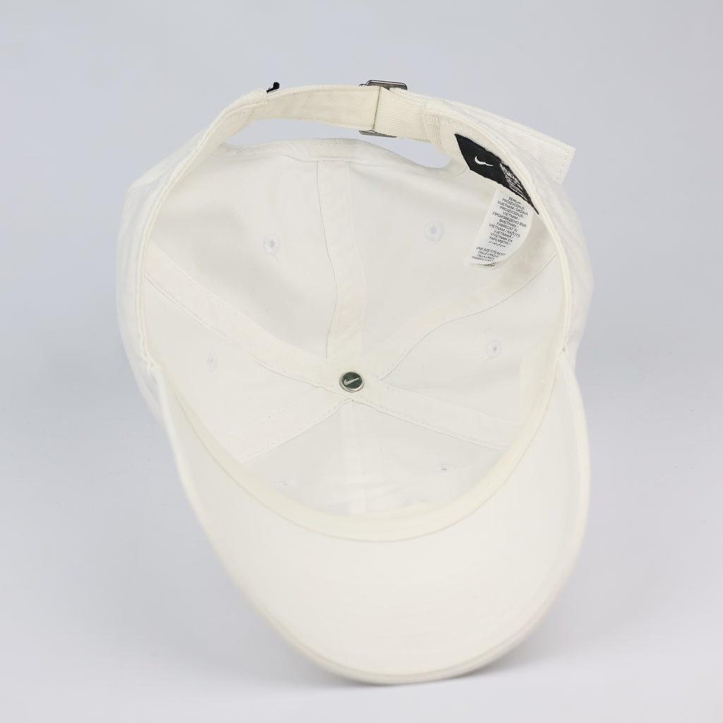 Nike unstructured Cream Dad Hat with Black Outline Thrifted Swoosh