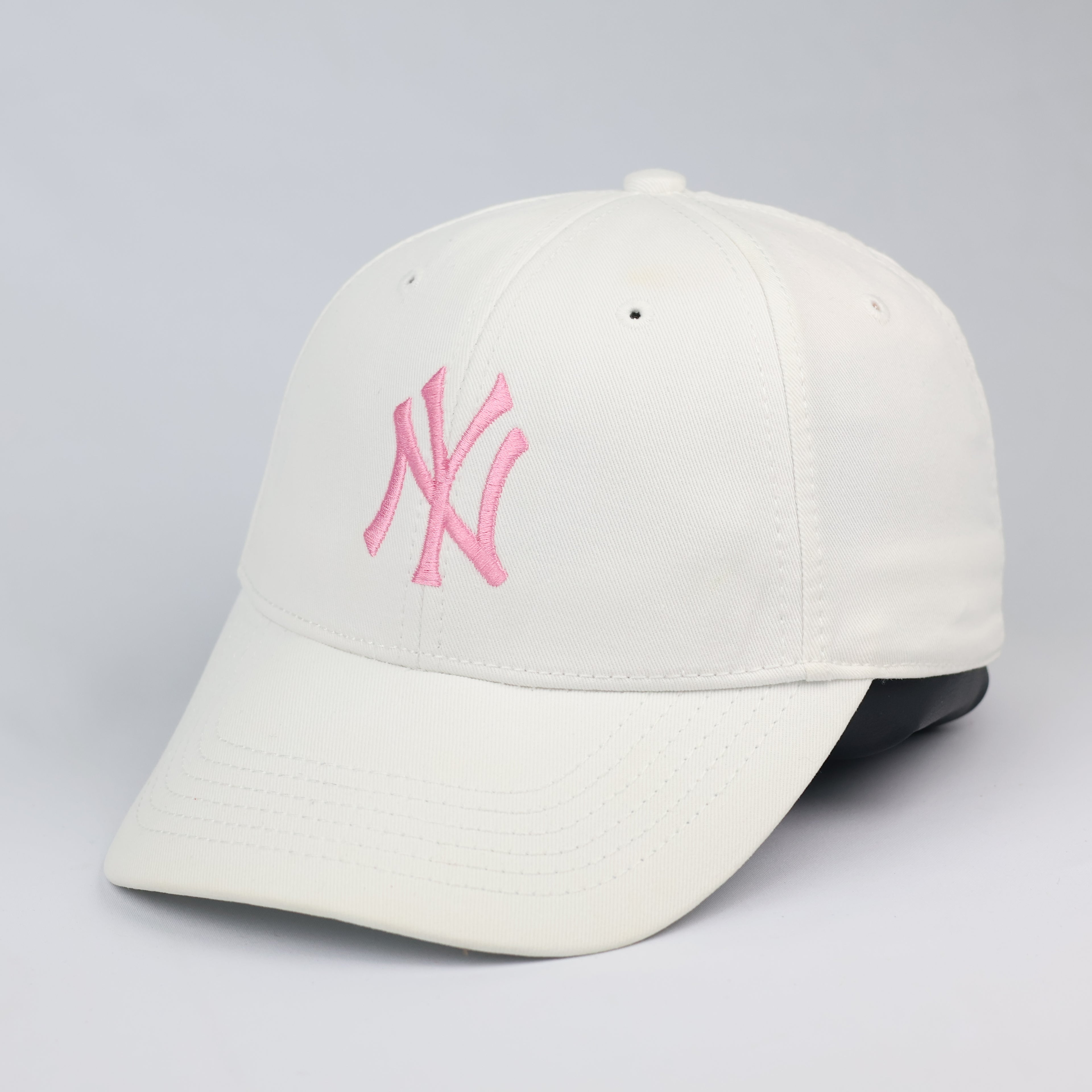 Off-White New York Yankees Cap with Pastel Pink NY Thrifted Logo