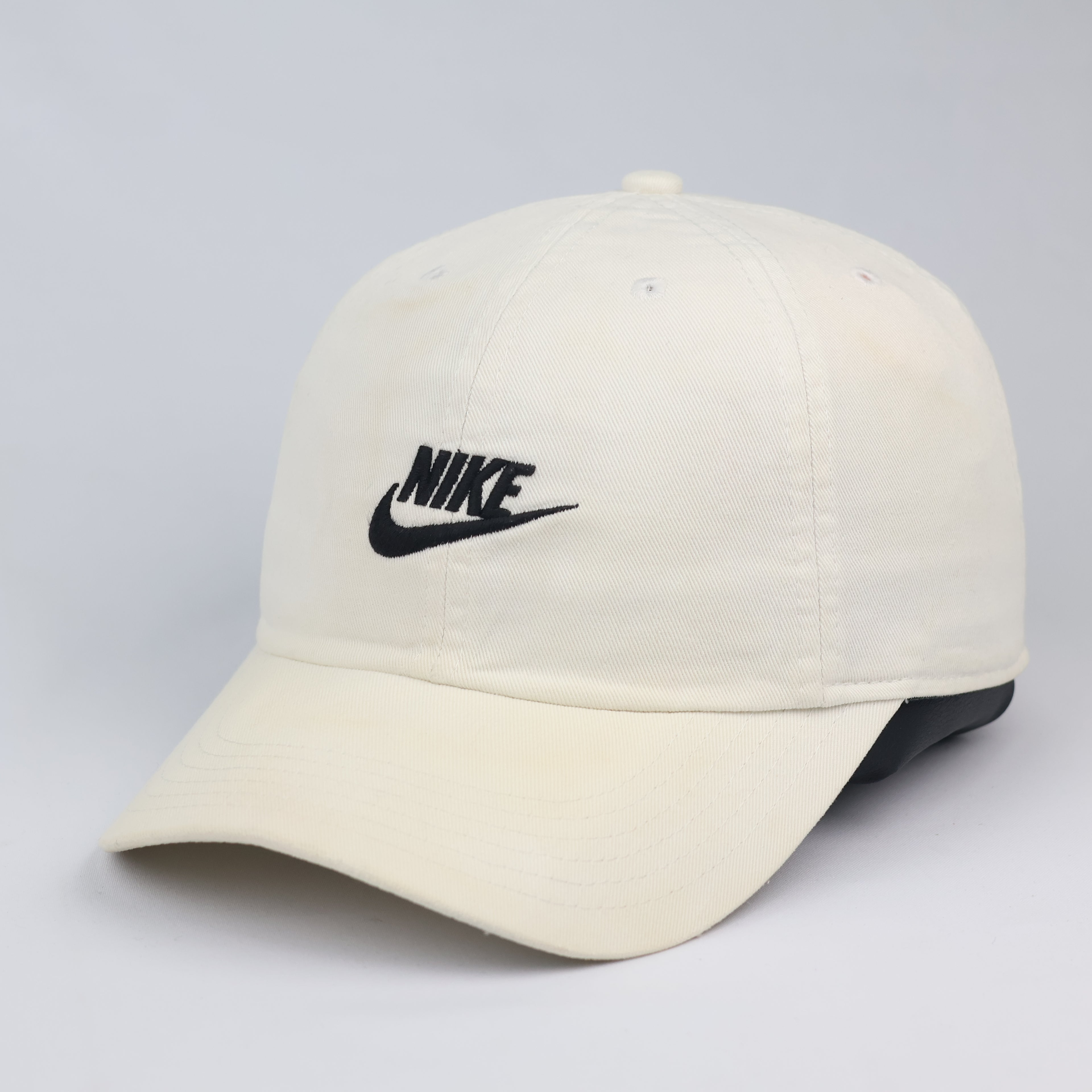 Nike Heritage 86 Cream Dad Hat with Black Embroidered Thrifted Swoosh