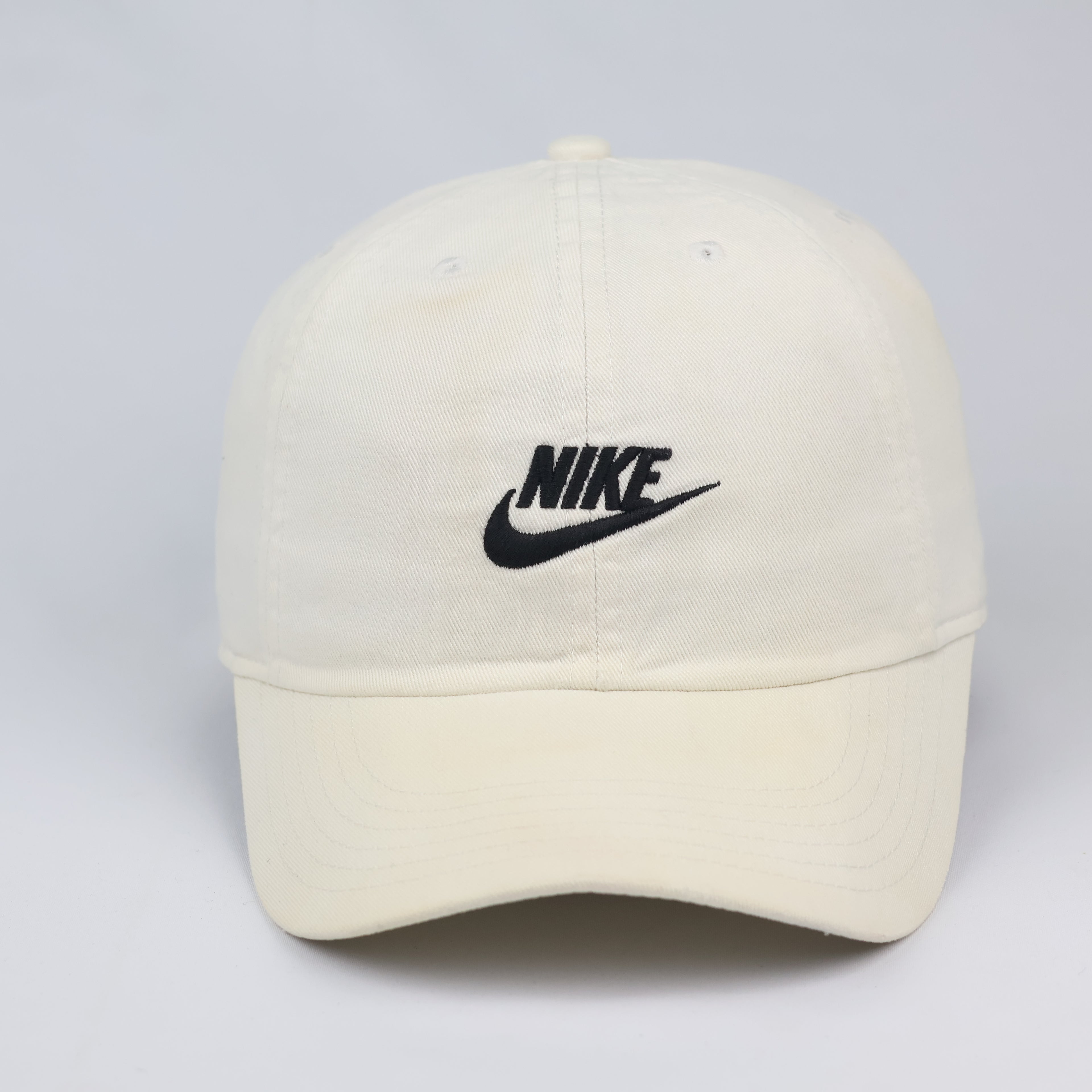 Nike Heritage 86 Cream Dad Hat with Black Embroidered Thrifted Swoosh