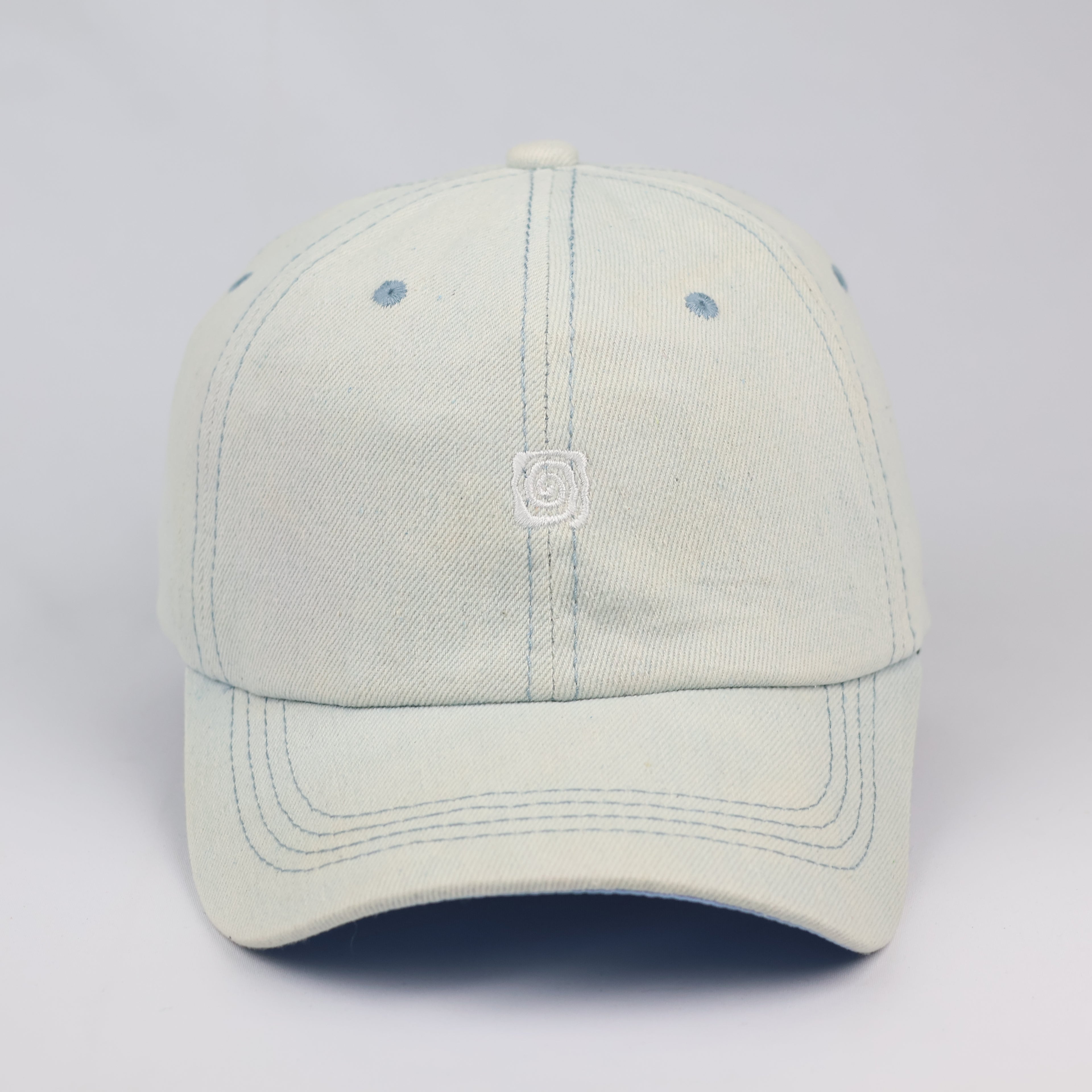 Light Wash Bleached Denim Swirl Graphic Dad Thrifted Hat