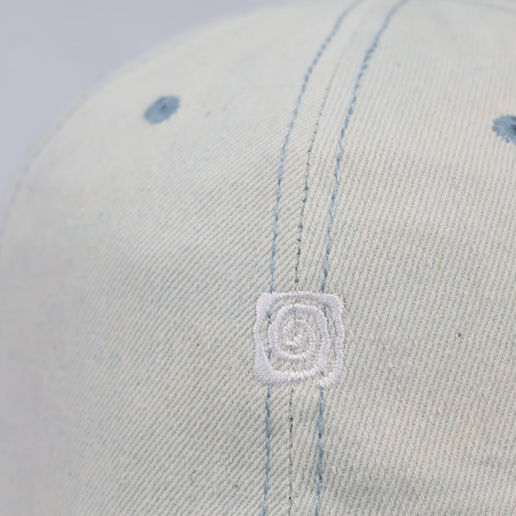 Light Wash Bleached Denim Swirl Graphic Dad Thrifted Hat