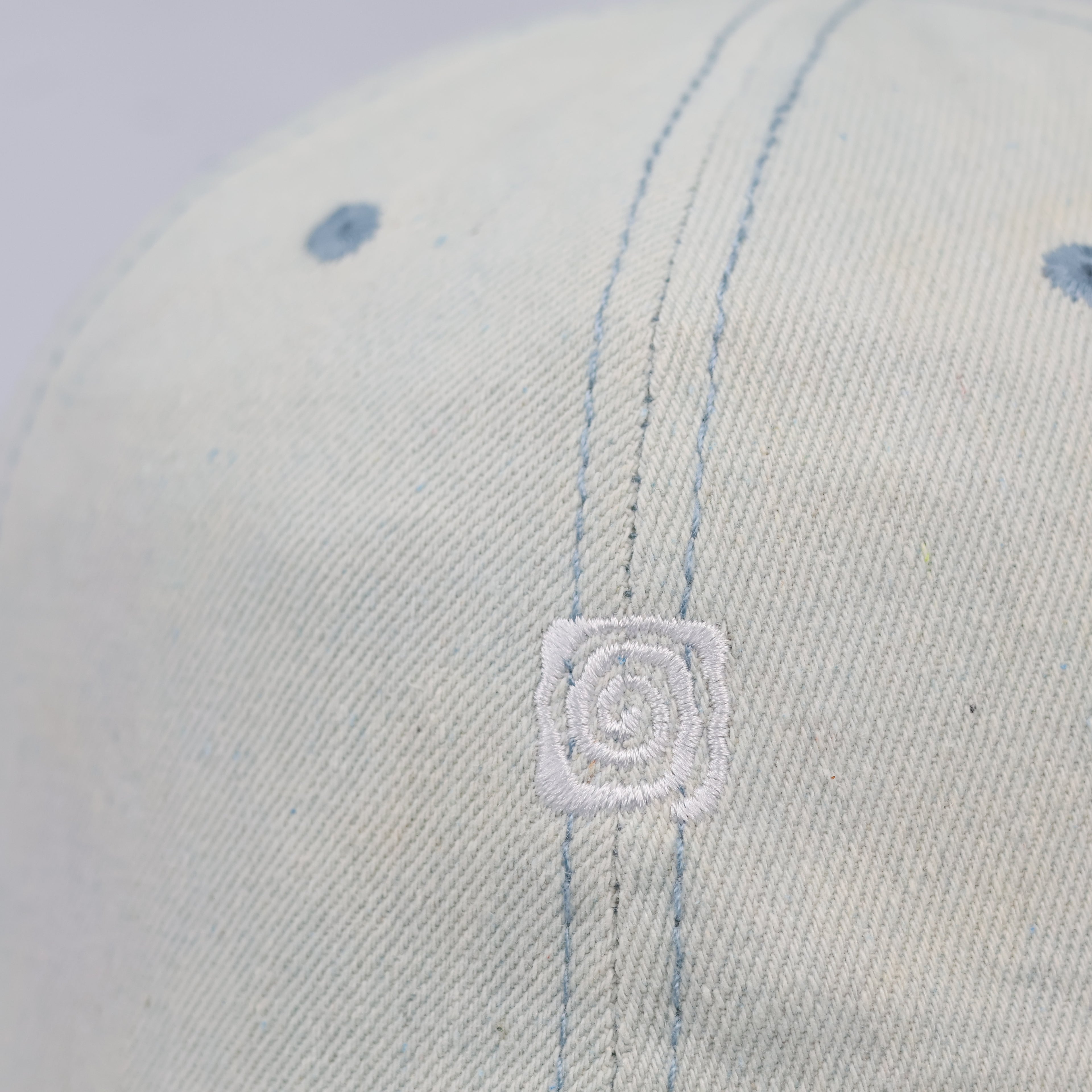 Light Wash Bleached Denim Swirl Graphic Dad Thrifted Hat