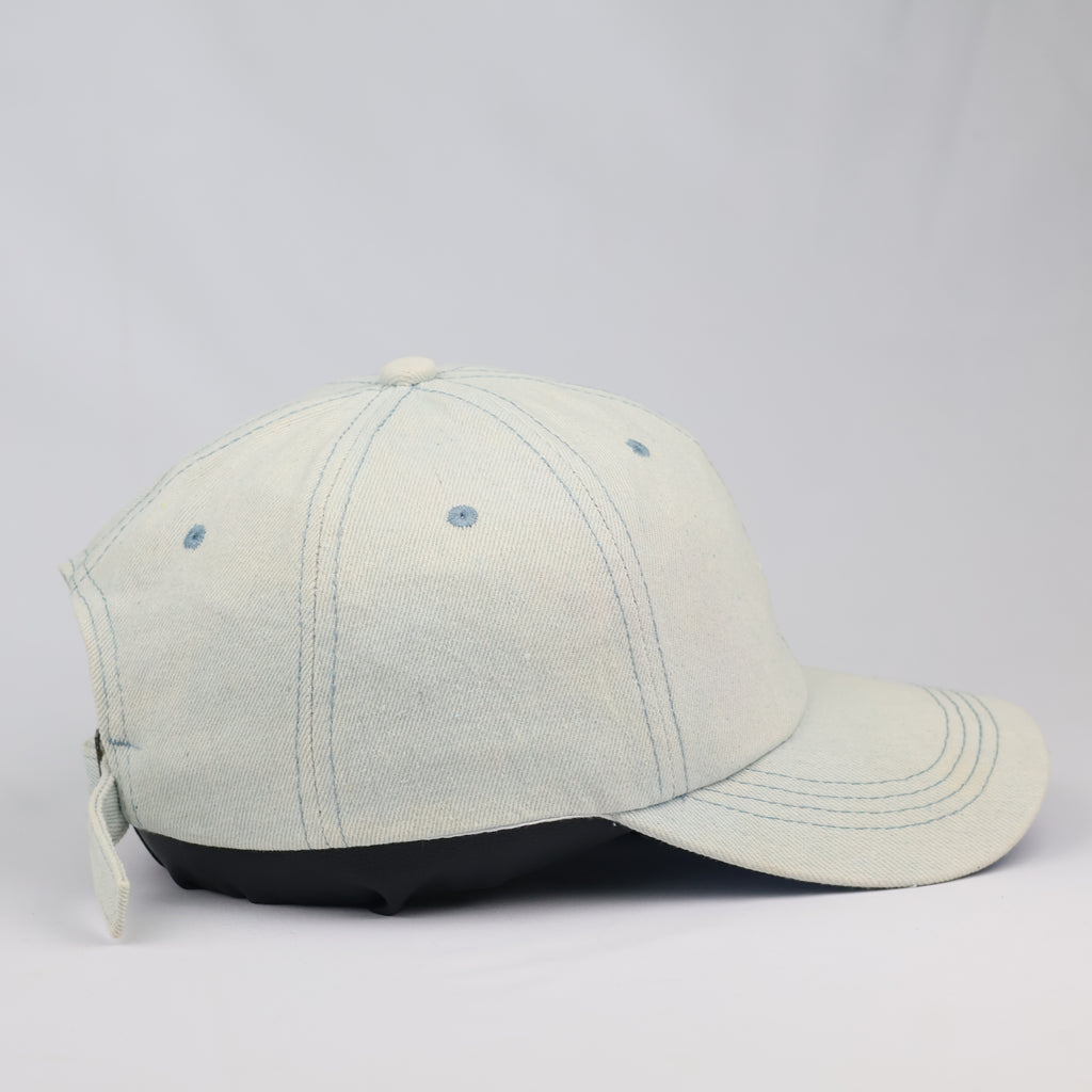 Light Wash Bleached Denim Swirl Graphic Dad Thrifted Hat