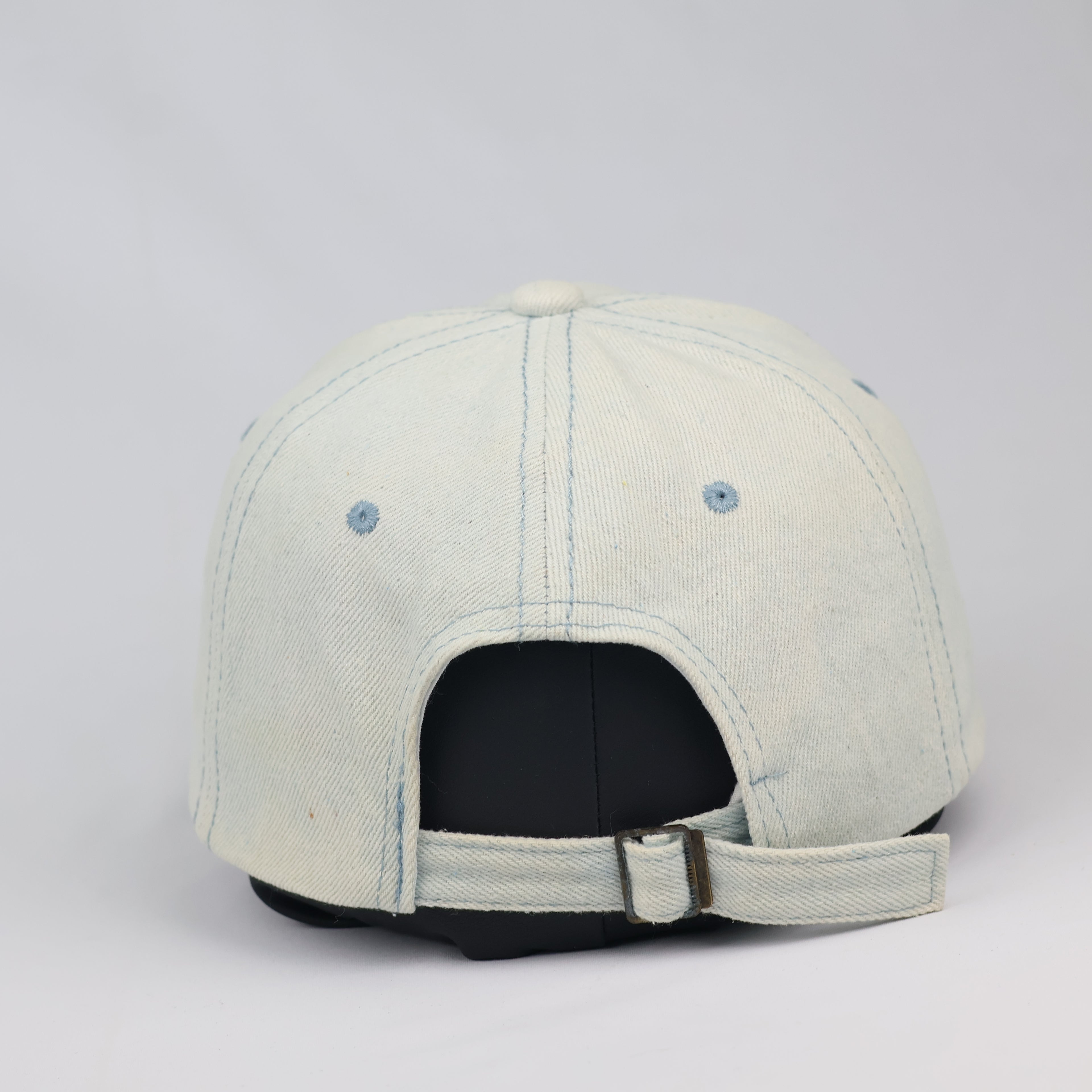 Light Wash Bleached Denim Swirl Graphic Dad Thrifted Hat