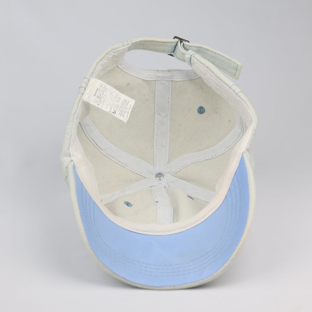 Light Wash Bleached Denim Swirl Graphic Dad Thrifted Hat
