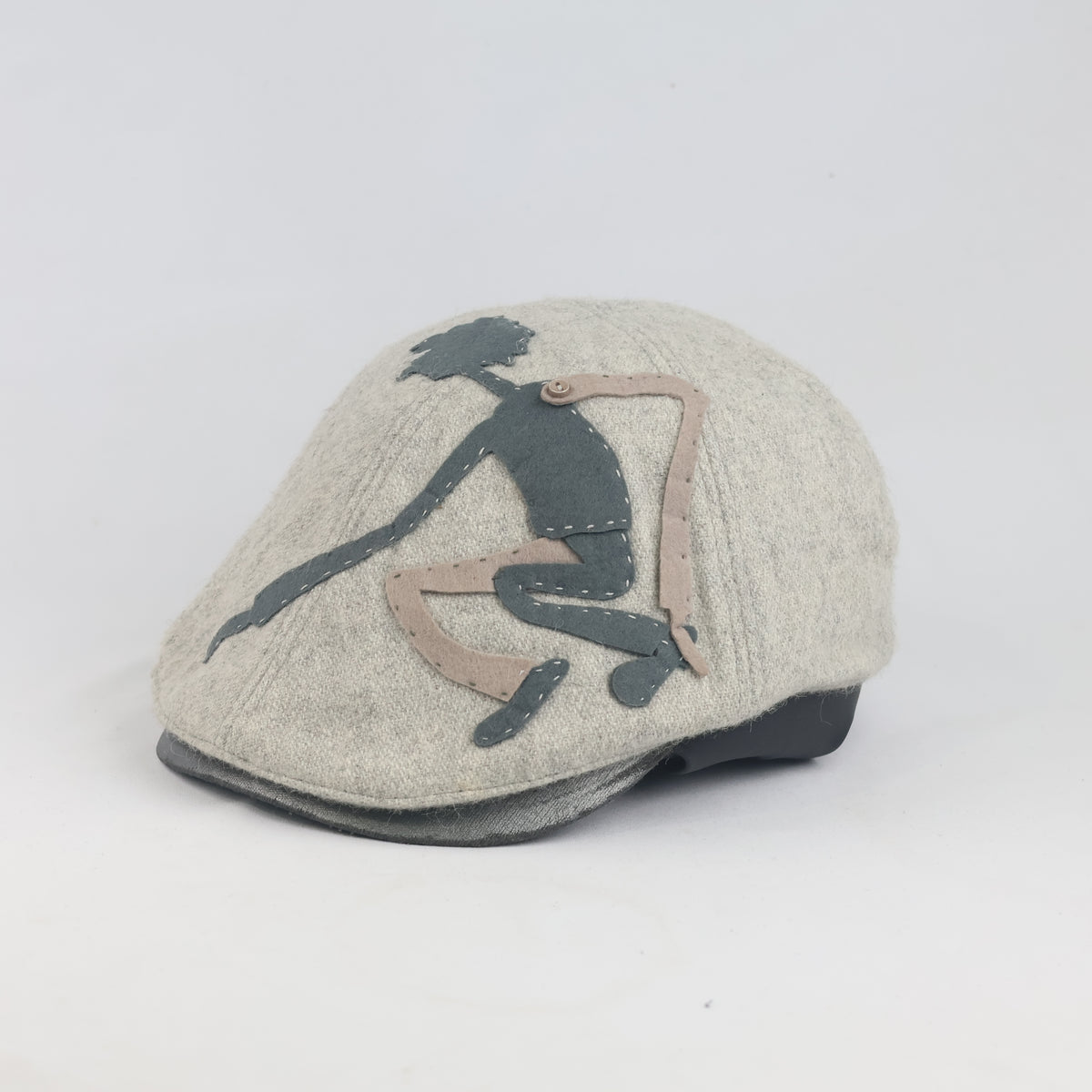 Thrifted Pippi Japanese Art Silhouette Wool Newsboy Ivy Hat | 10212