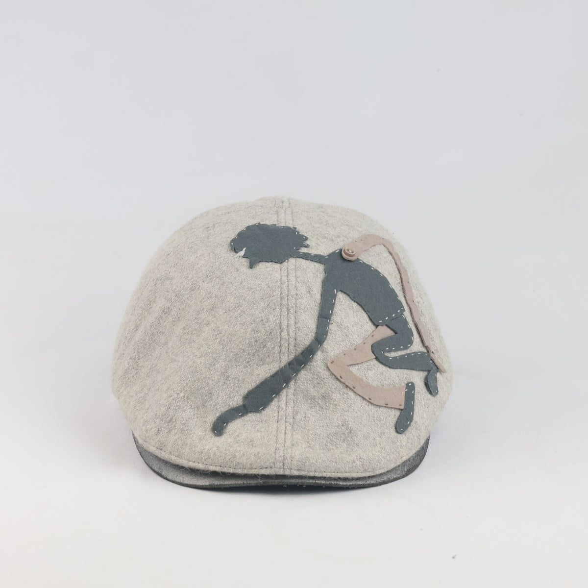 Thrifted Pippi Japanese Art Silhouette Wool Newsboy Ivy Hat | 10212