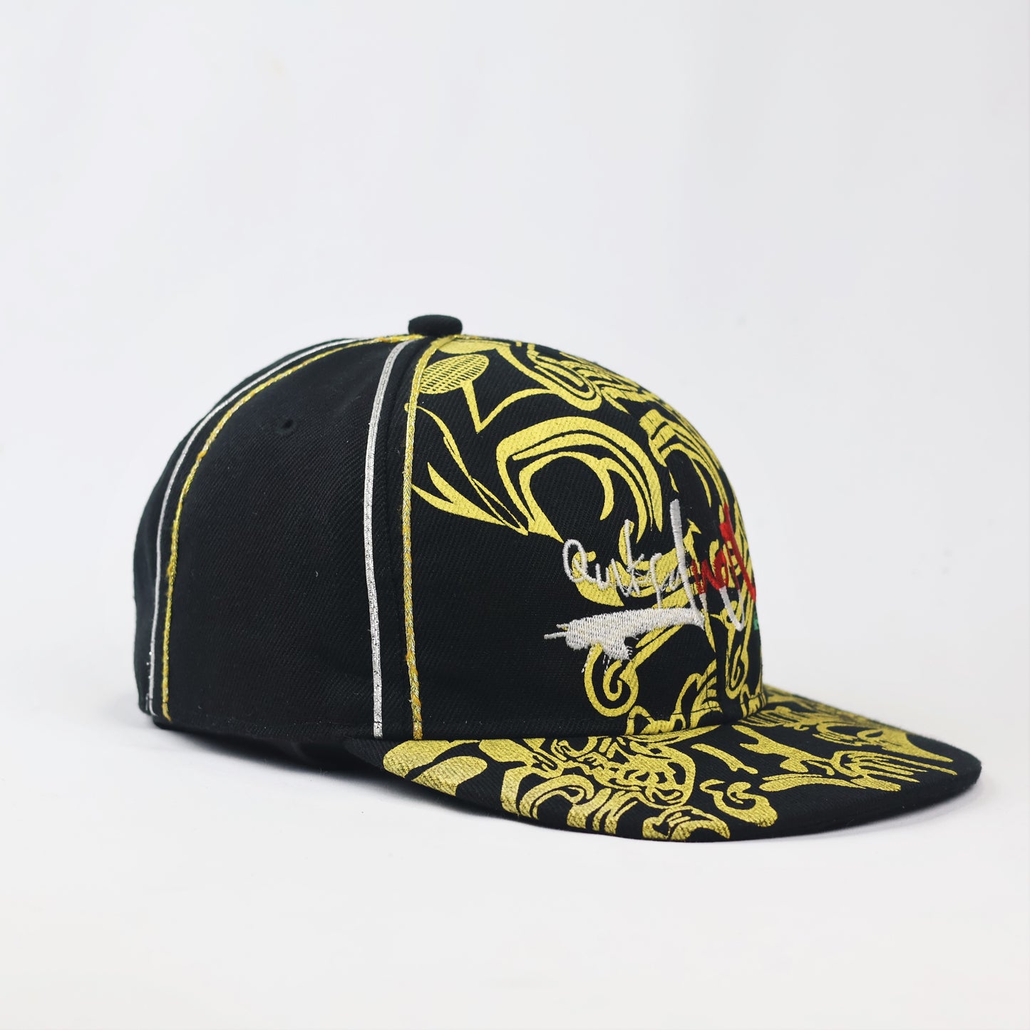 Yellow & Black Graphic Snapback Fitted Hat