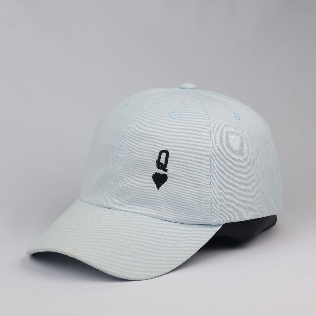 Light Blue Playing Card Graphic Unstructured Baseball Thrifted Cap
