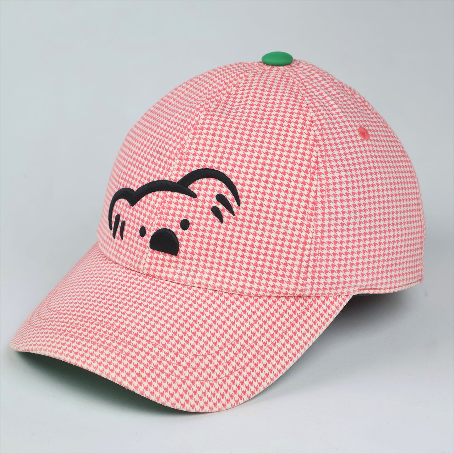 Korean Fantom Pink Houndstooth Koala Cap
