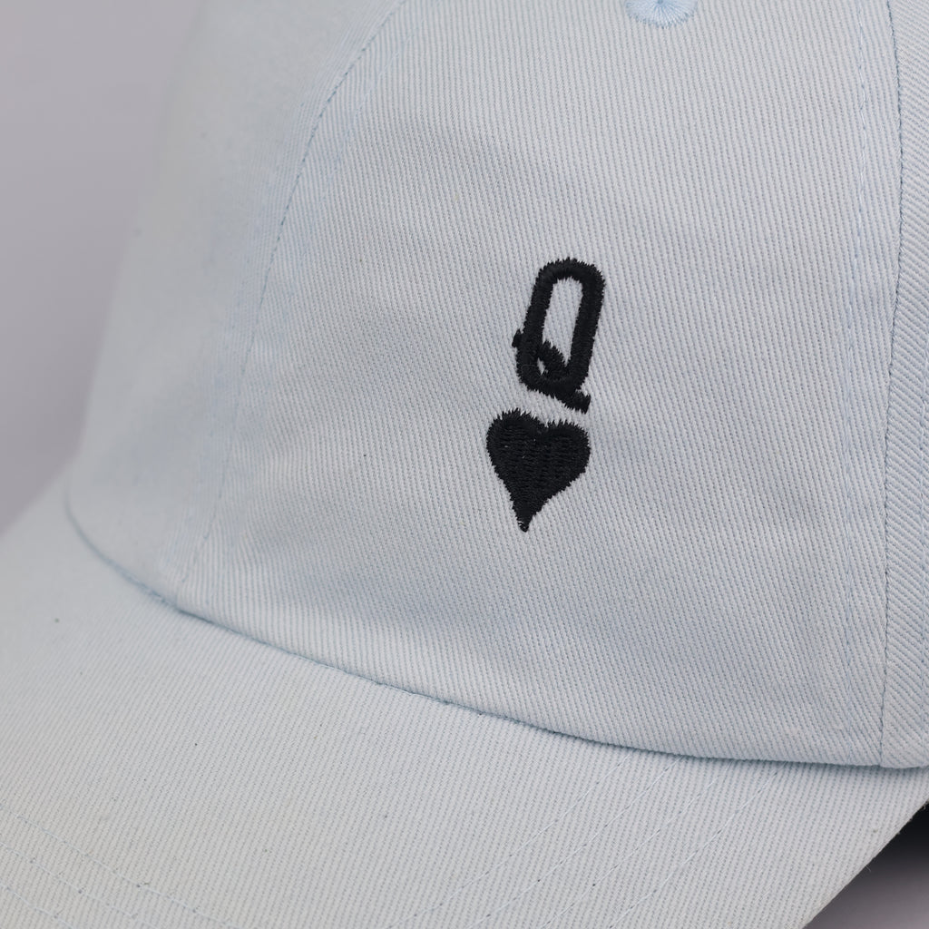 Light Blue Playing Card Graphic Unstructured Baseball Thrifted Cap