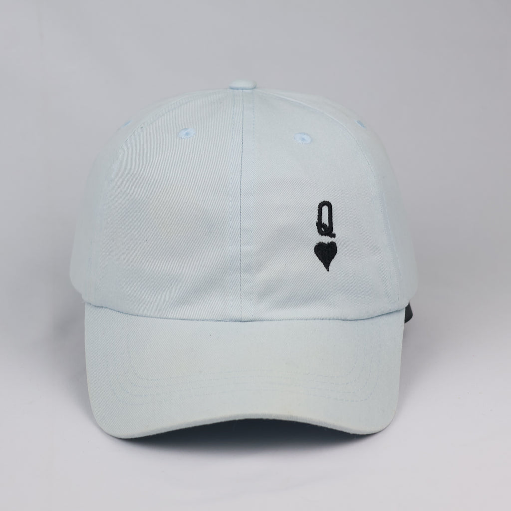 Light Blue Playing Card Graphic Unstructured Baseball Thrifted Cap