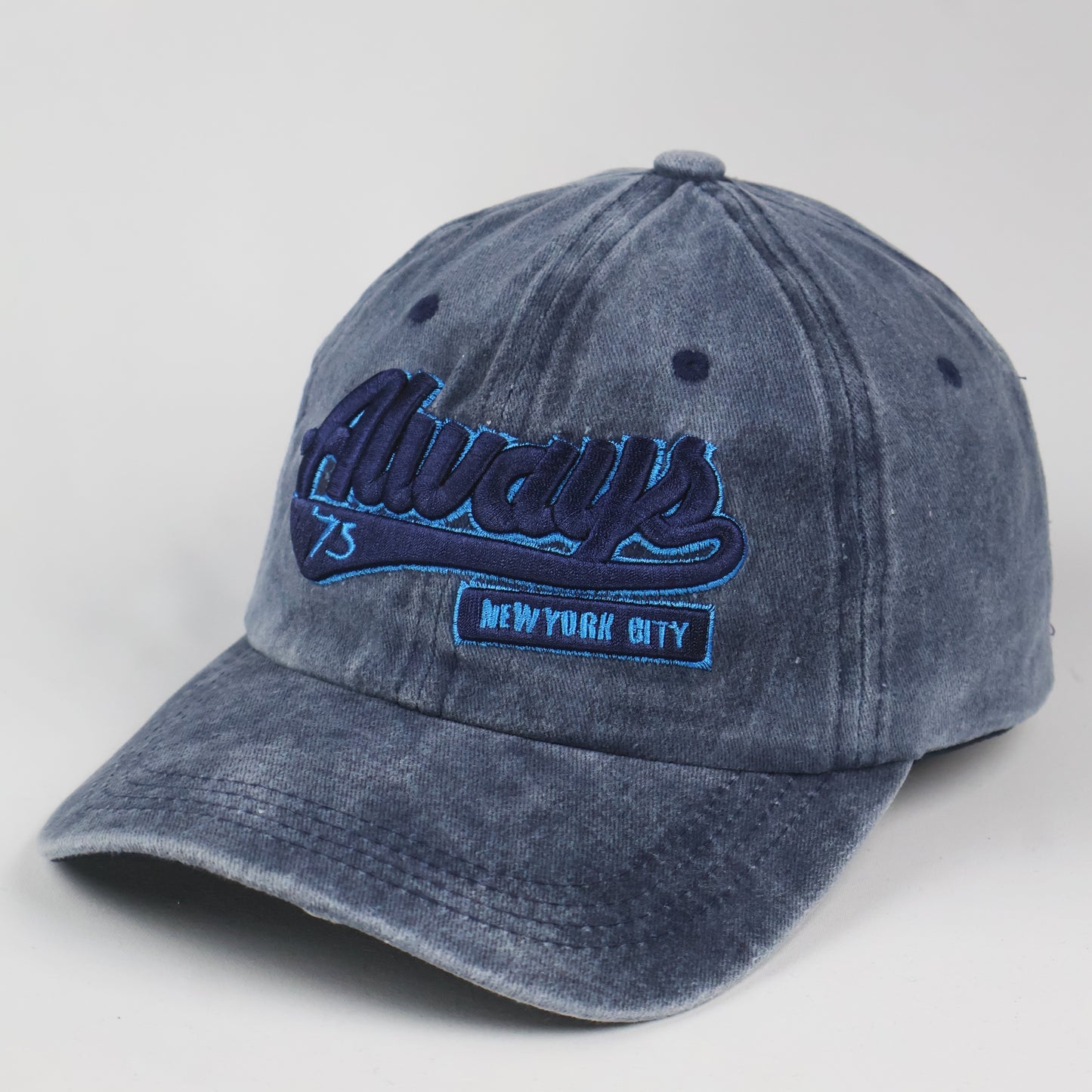 Vintage Style "Always NYC" Washed Blue Cap