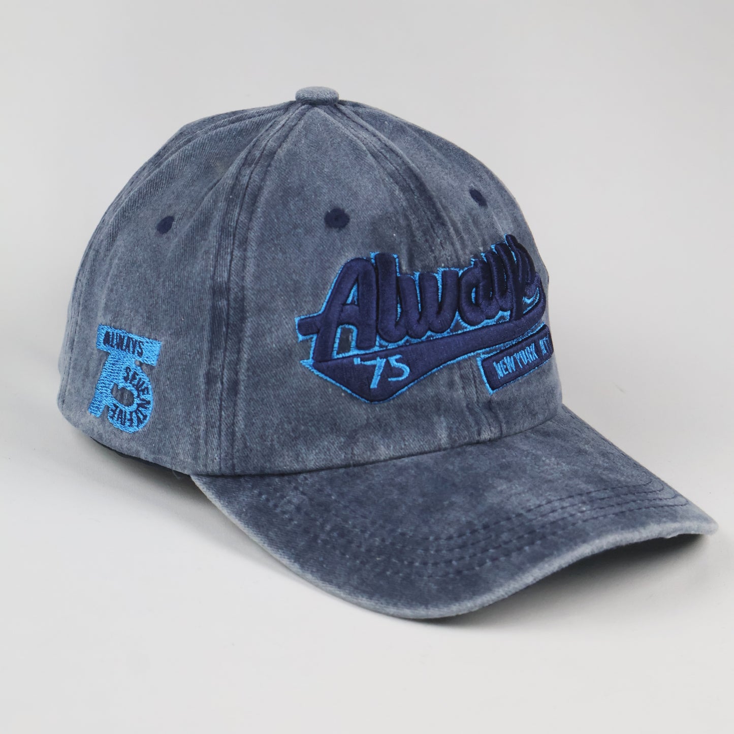 Vintage Style "Always NYC" Washed Blue Cap