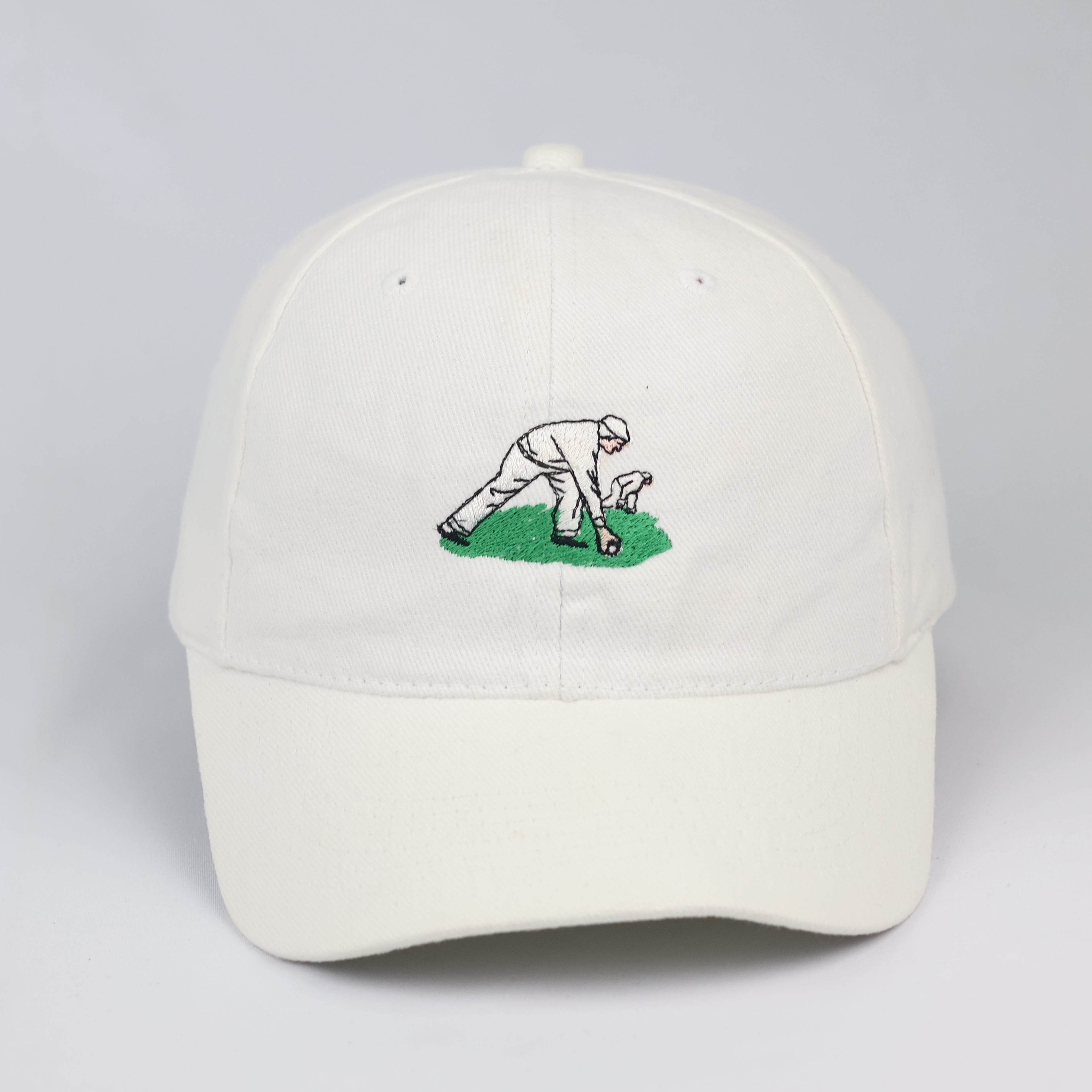 Minimalist Embroidered Golfer Scene Cream Baseball Cap