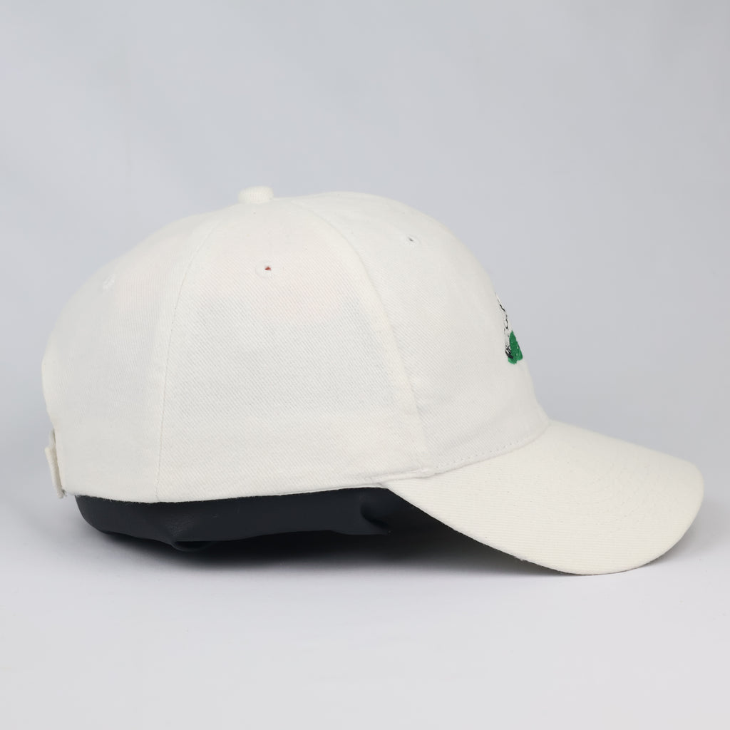 Minimalist Embroidered Golfer Scene Cream Baseball Cap