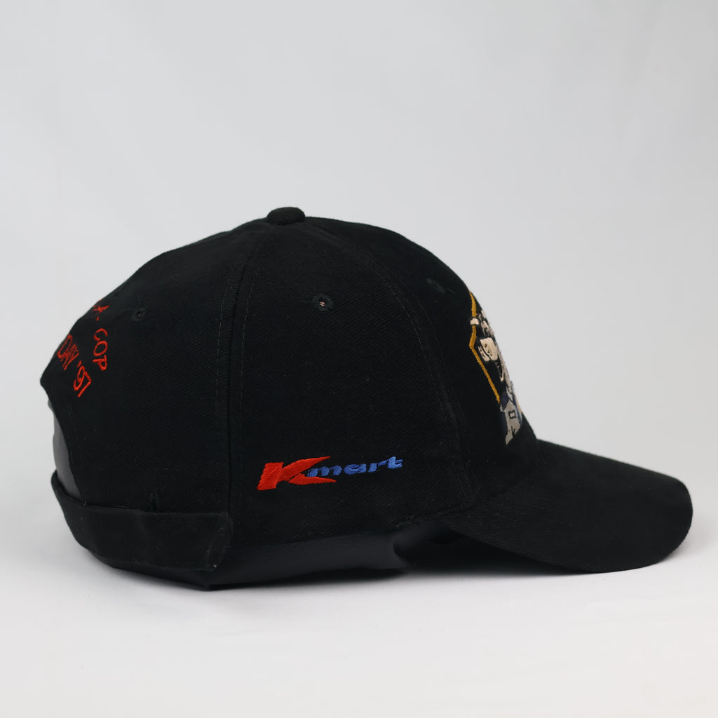 Vintage 1997 Kmart Crop-A-Cop Bluey Day Black Baseball Hat