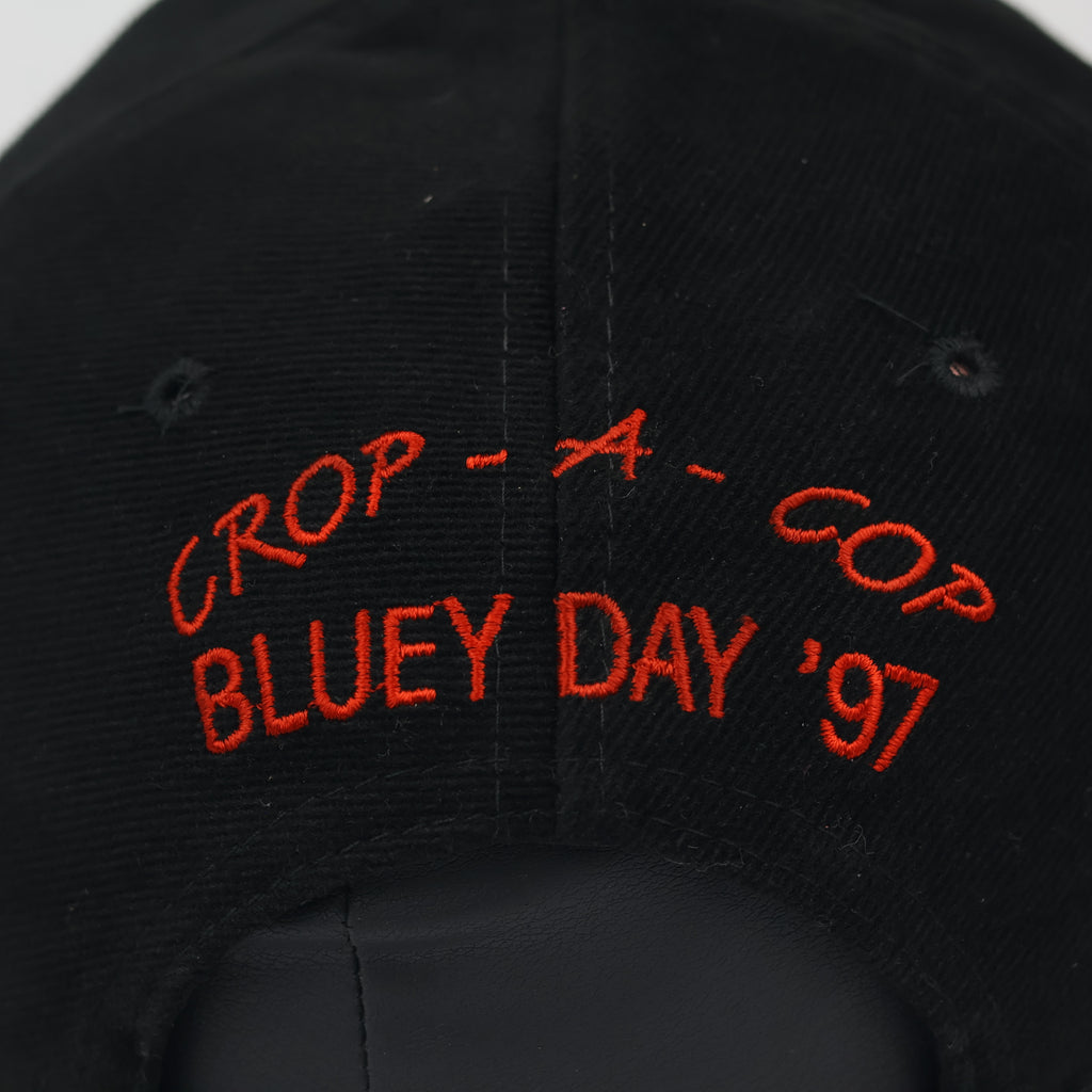Vintage 1997 Kmart Crop-A-Cop Bluey Day Black Baseball Hat