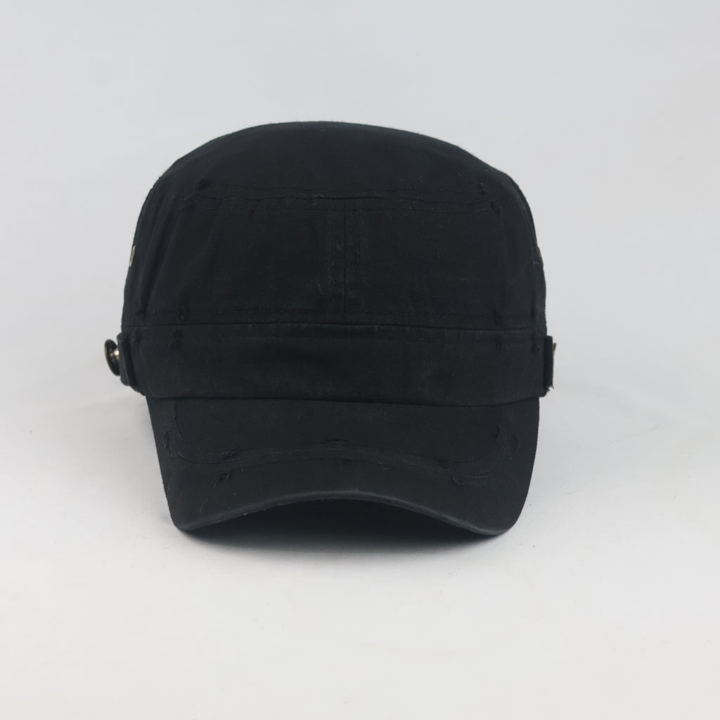 Thrifted Grunge Distressed Black Army Cap (58-60 cm) | 10275