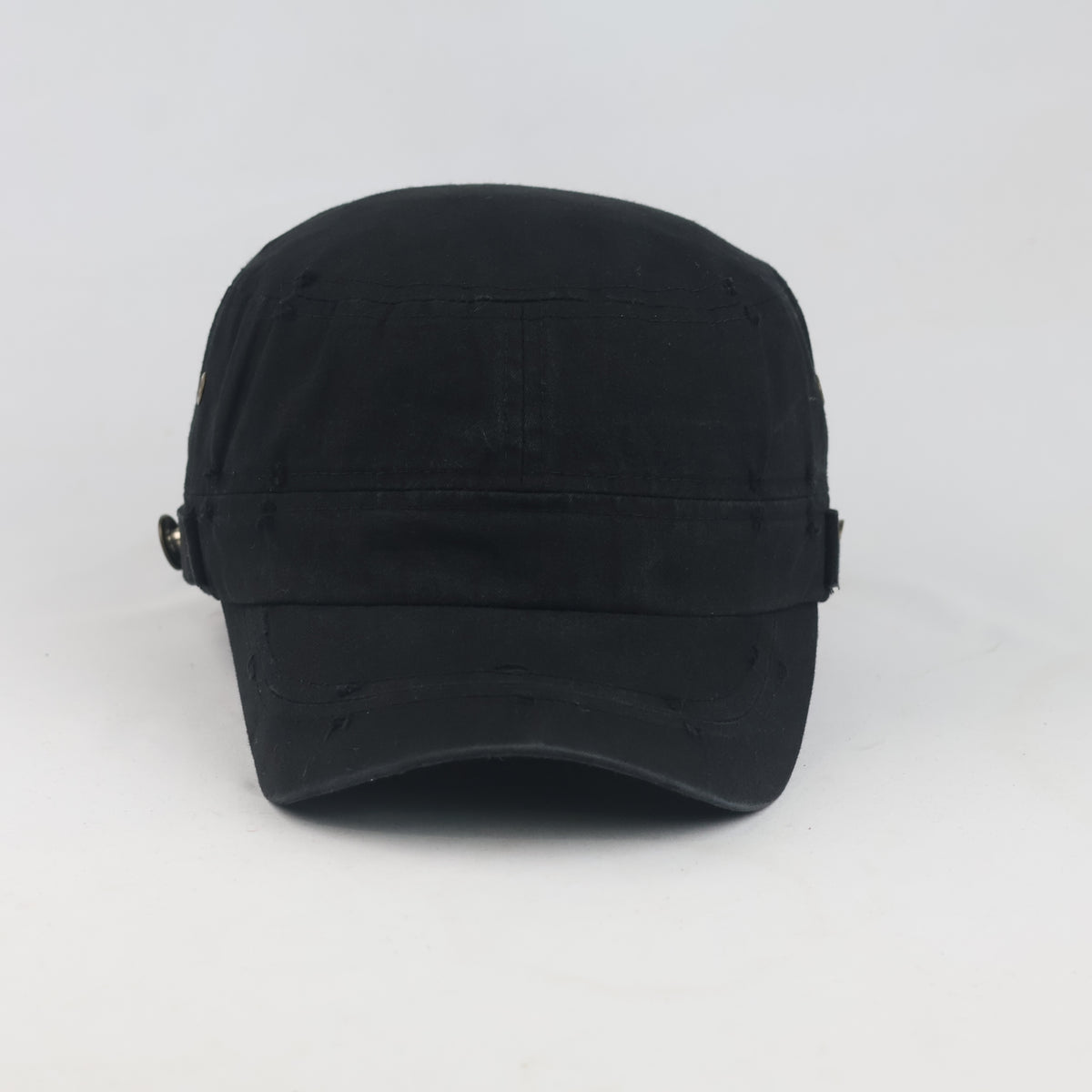Thrifted Grunge Distressed Black Army Cap (58-60 cm) | 10275