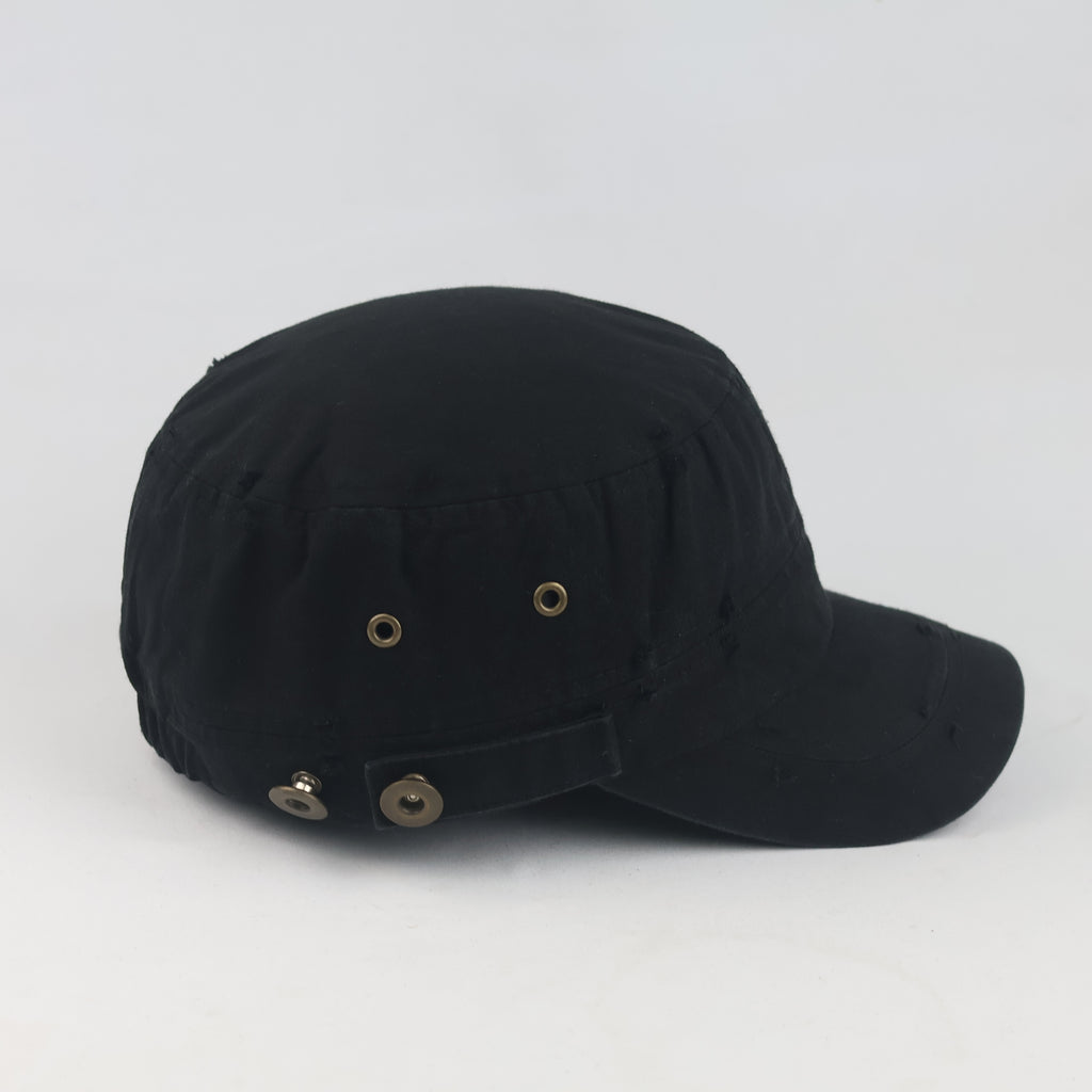 Thrifted Grunge Distressed Black Army Cap (58-60 cm) | 10275