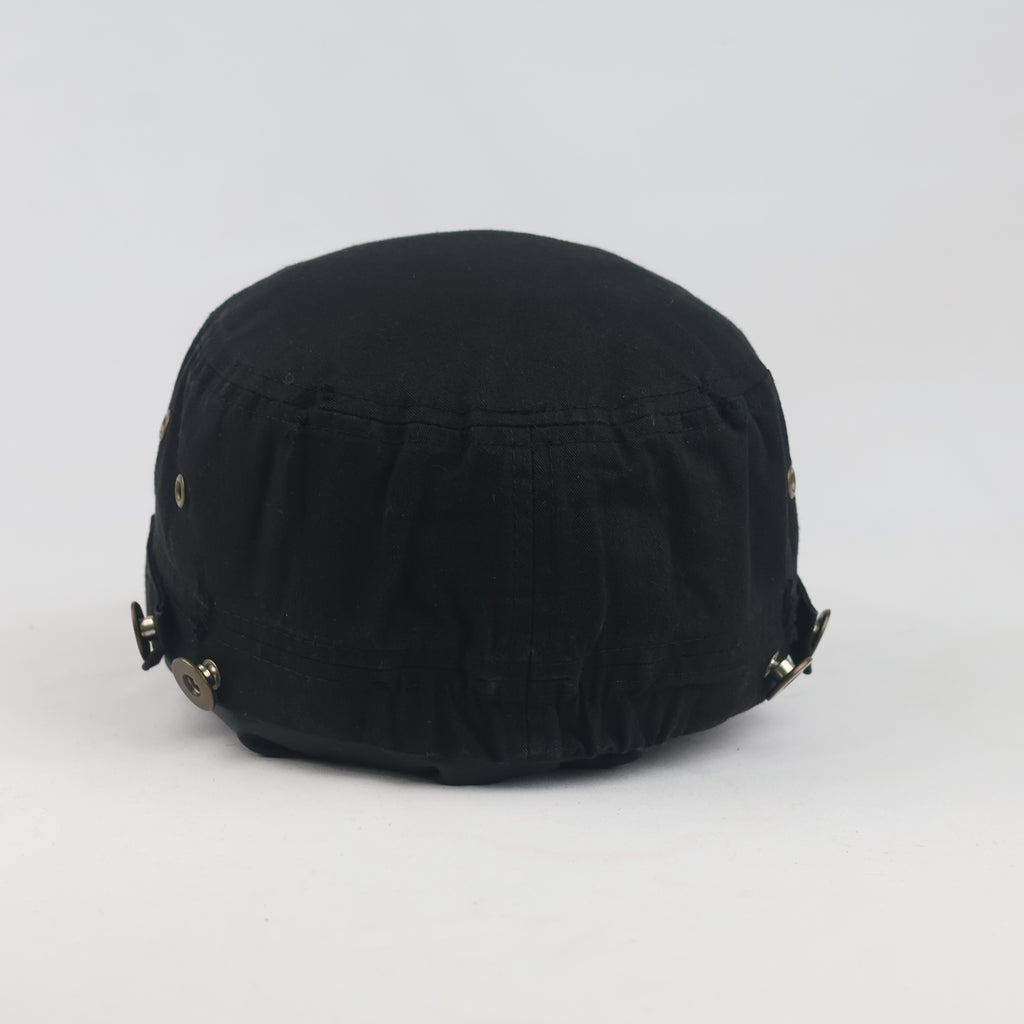Thrifted Grunge Distressed Black Army Cap (58-60 cm) | 10275