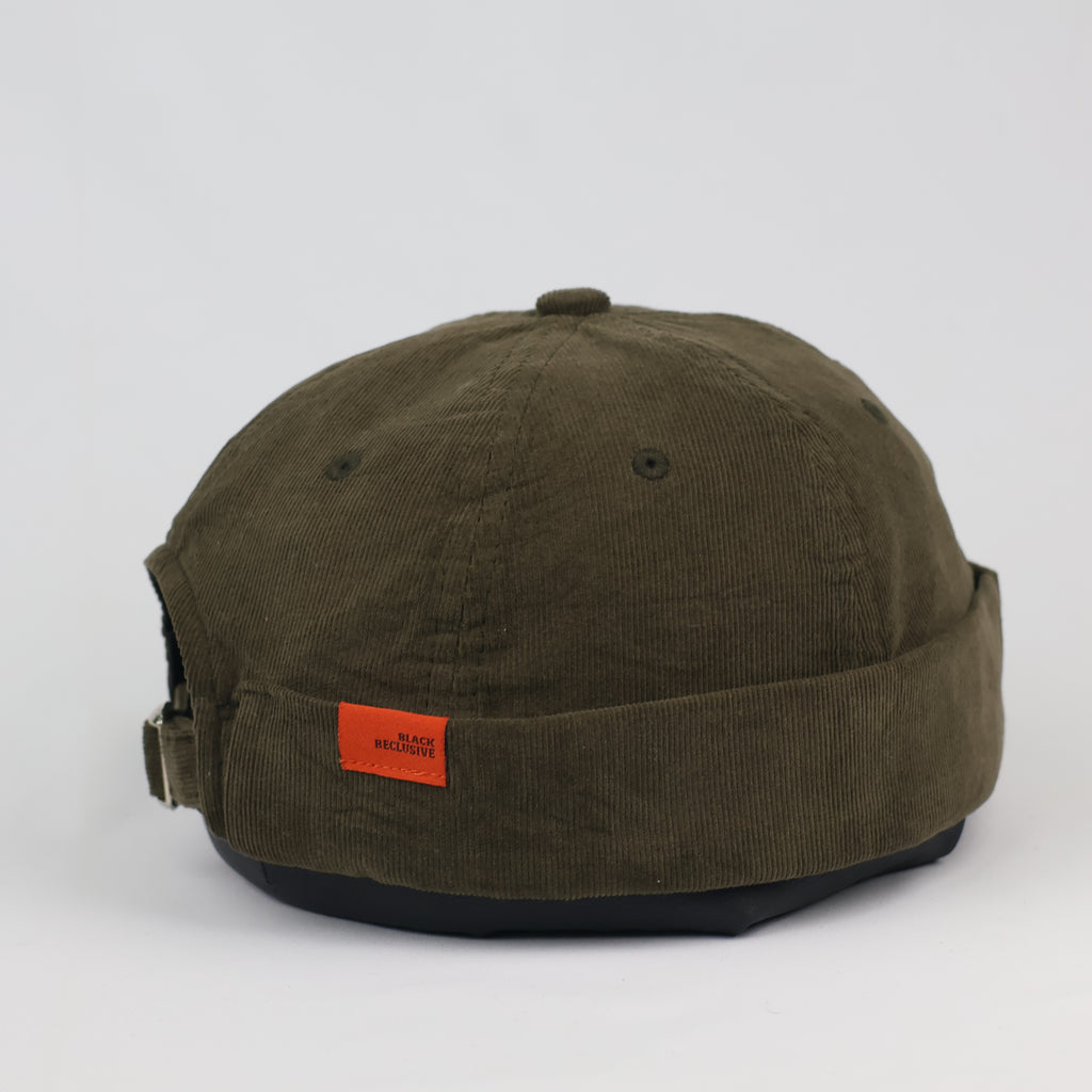 B.Reclusive Khaki Olive Corduroy Brimless Miki Hat