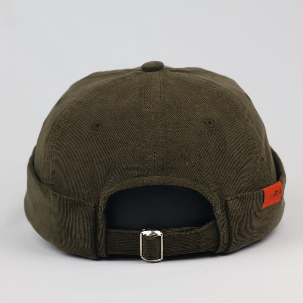 B.Reclusive Khaki Olive Corduroy Brimless Miki Hat