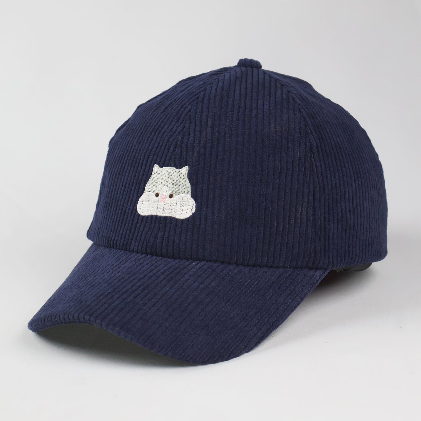 Corduroy "Hamster" Embroidered Dad Cap - Navy Blue