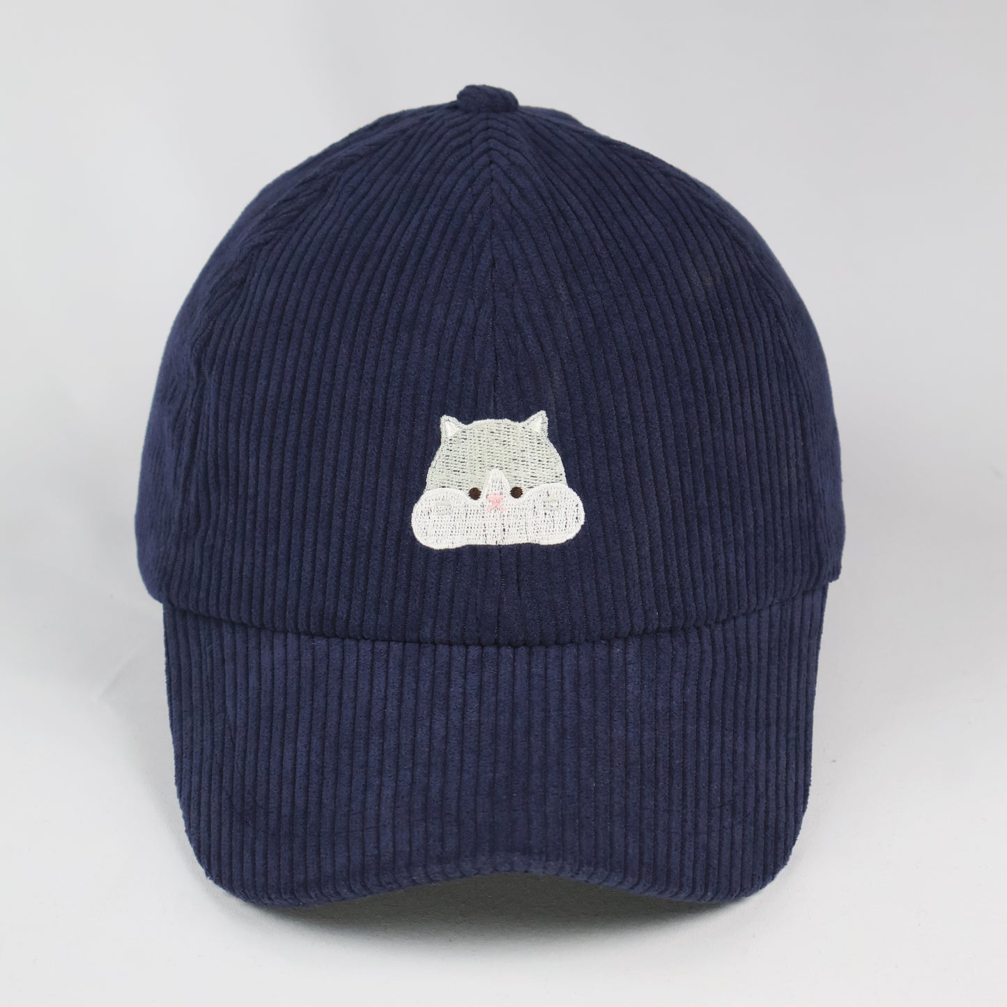 Corduroy "Hamster" Embroidered Dad Cap - Navy Blue