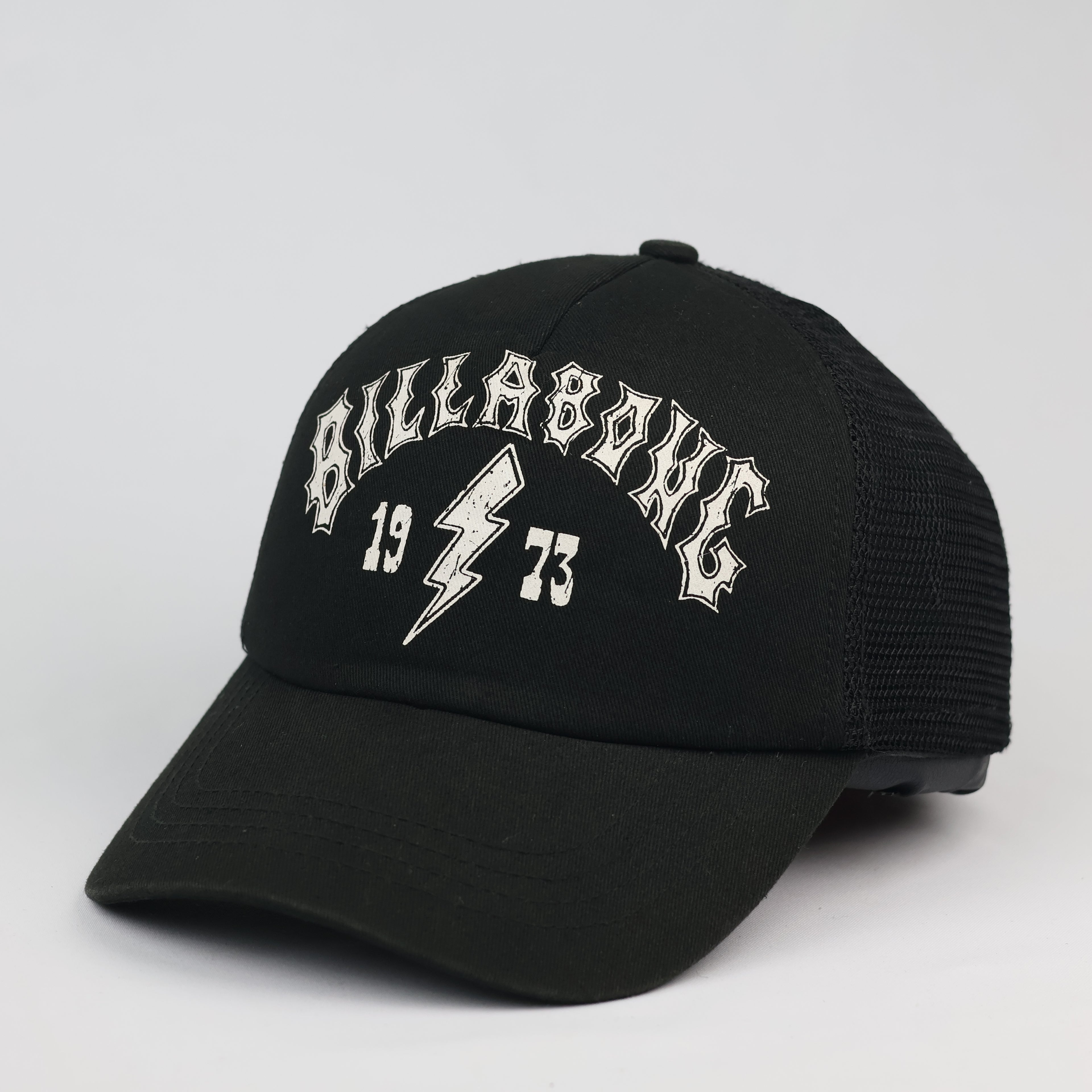 Billabong 1973 Graphic Mesh Back Trucker Hat in Black