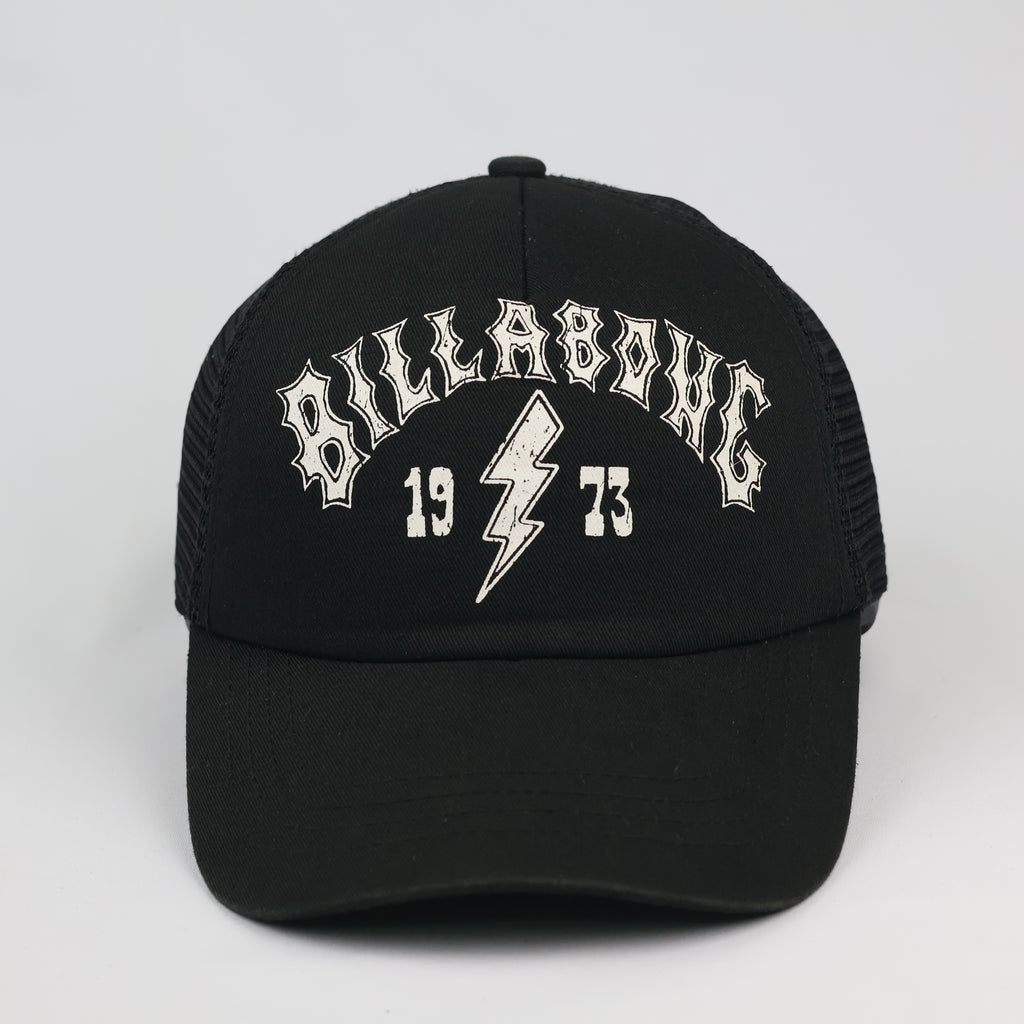 Billabong 1973 Graphic Mesh Back Trucker Hat in Black