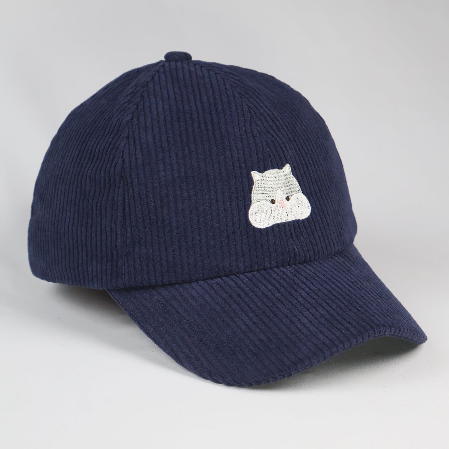 Corduroy "Hamster" Embroidered Dad Cap - Navy Blue
