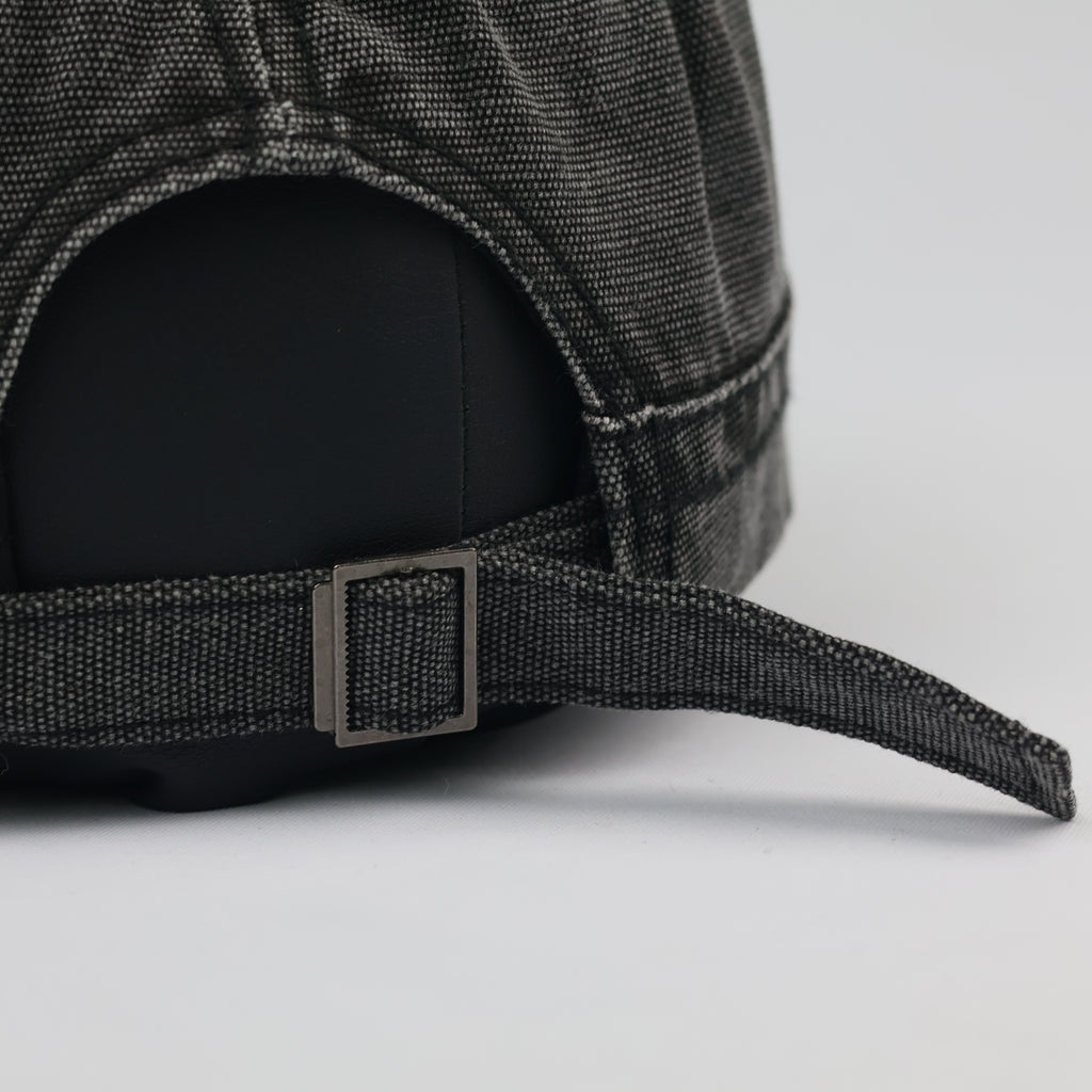 Distressed Charcoal Grey Flat Top Army Style Thrifted Cap