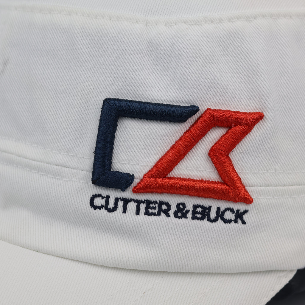 Retro Cutter and Buck White Flat Top Golf Cap