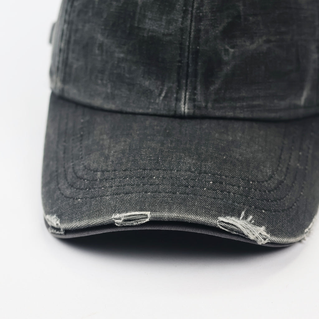 Vintage Distressed Charcoal Denim Thrifted Baseball Cap