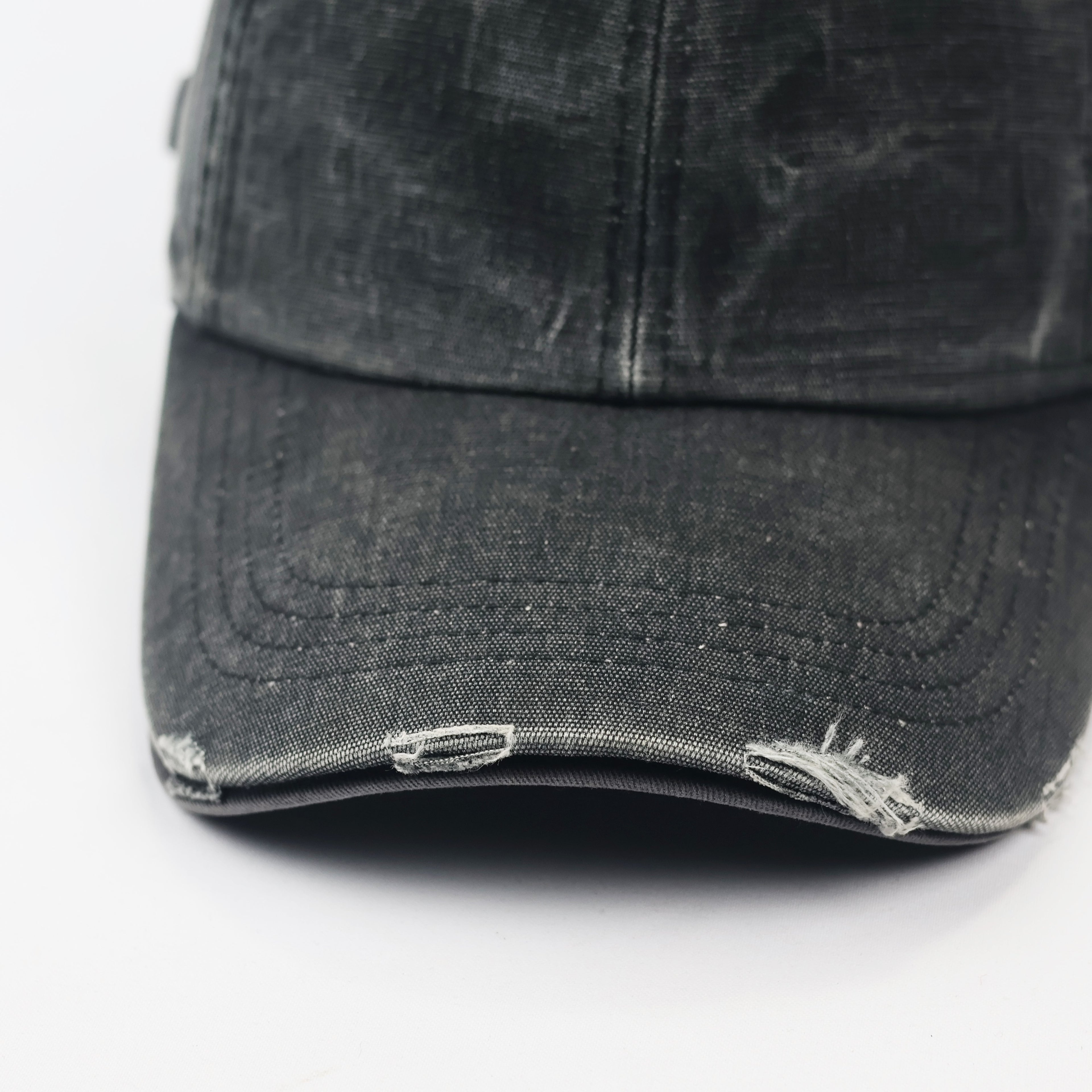 Vintage Distressed Charcoal Denim Thrifted Baseball Cap