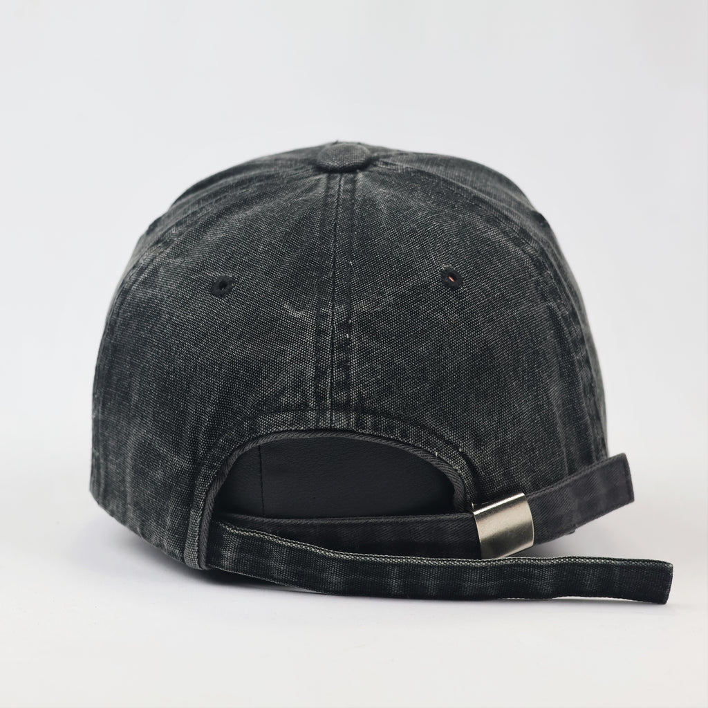 Vintage Distressed Charcoal Denim Thrifted Baseball Cap