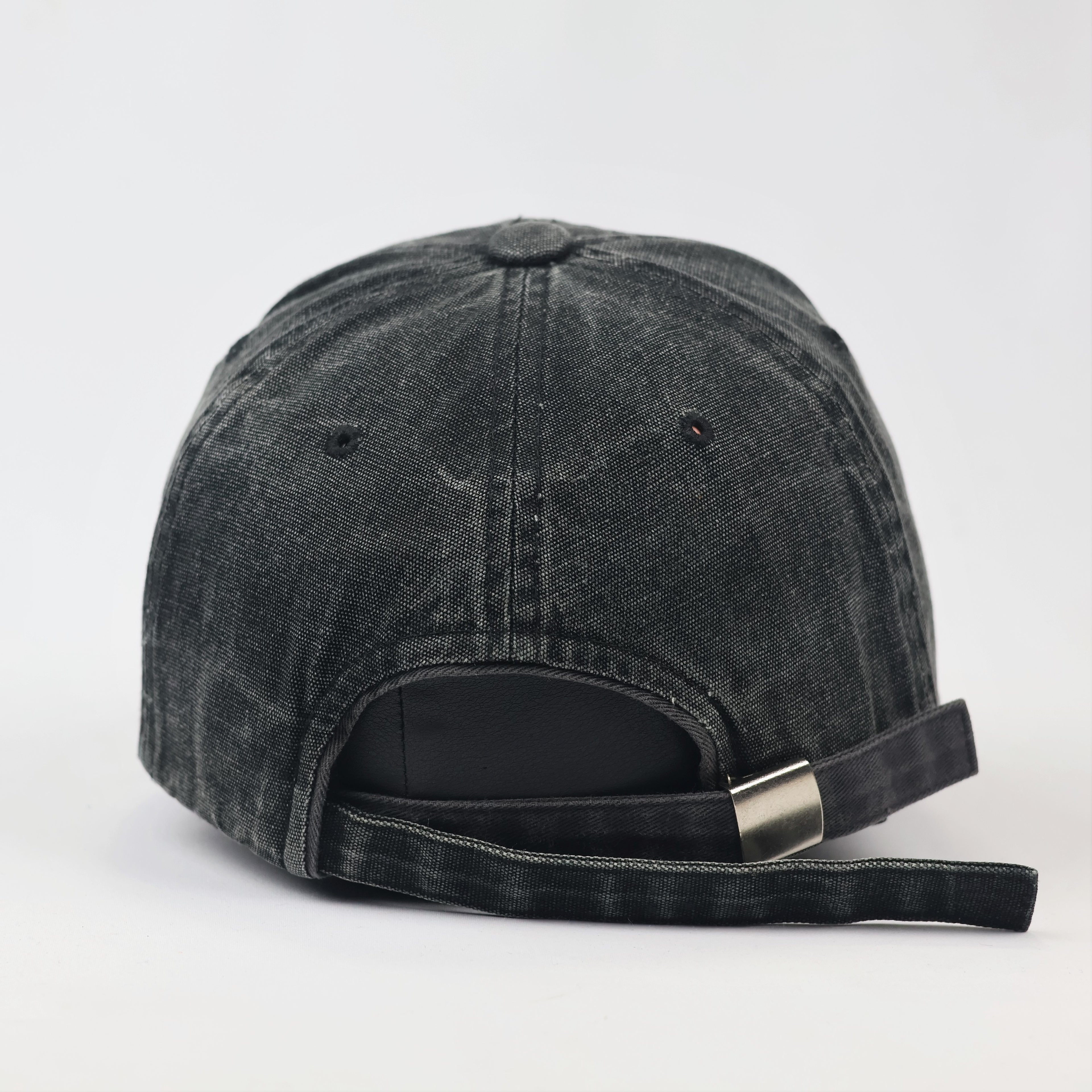 Vintage Distressed Charcoal Denim Thrifted Baseball Cap