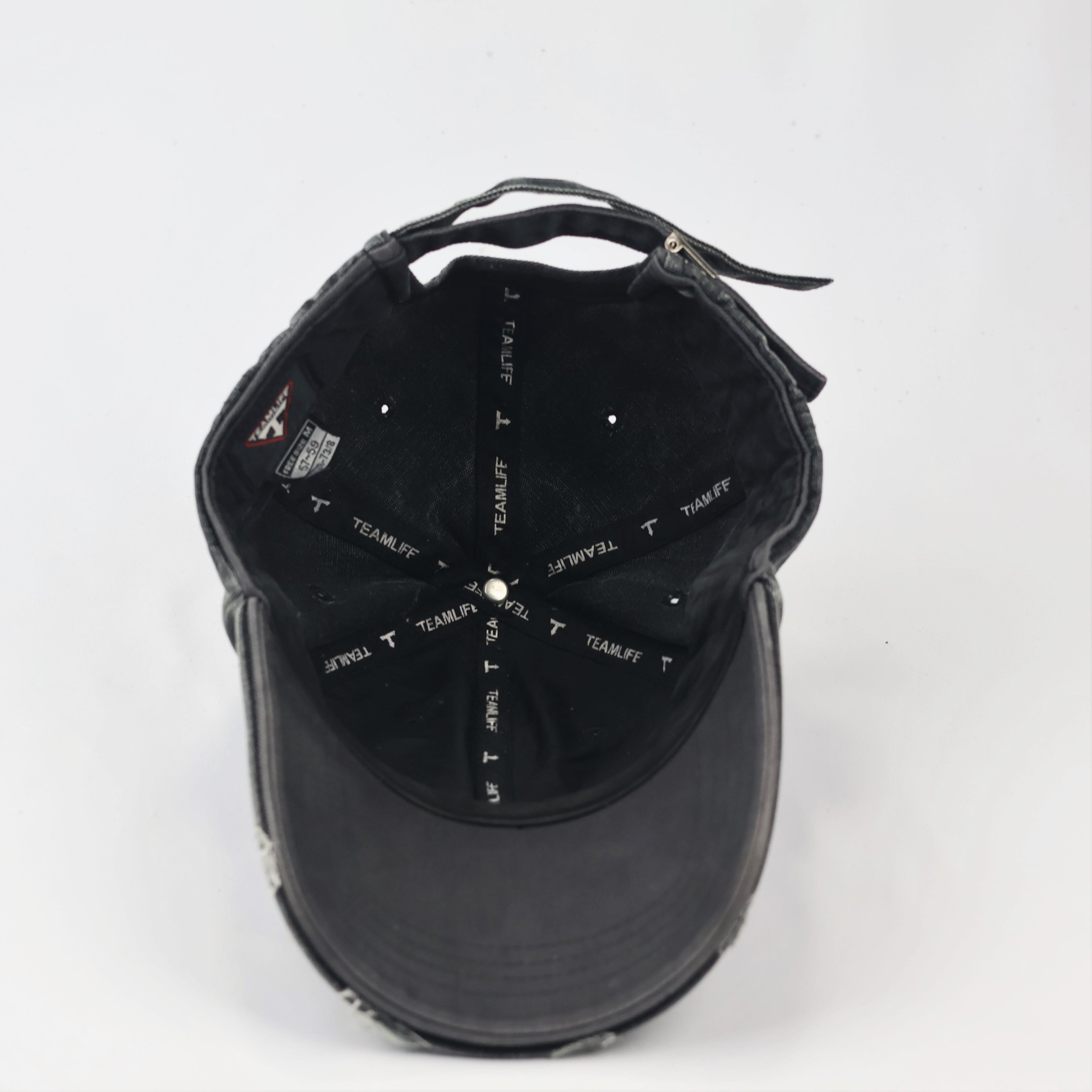 Vintage Distressed Charcoal Denim Thrifted Baseball Cap