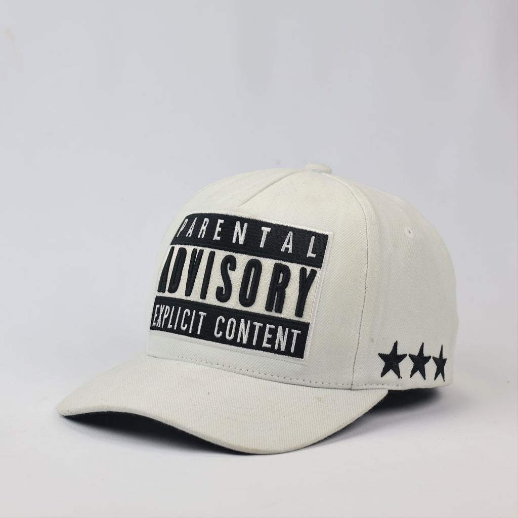 Vintage Parental Advisory Embroidered Thrifted Snapback – Off-White