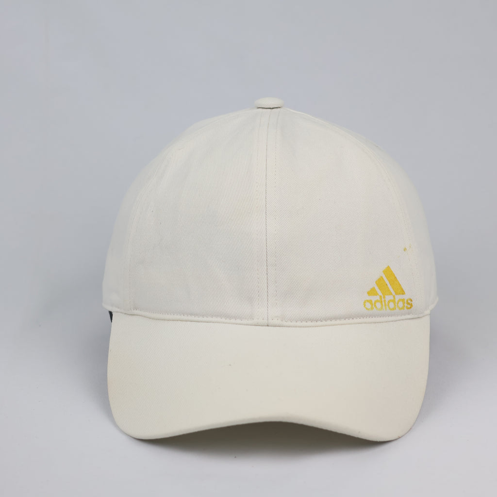 Adidas Classic Cream Unstructured Dad Hat with Yellow Thrifted Logo