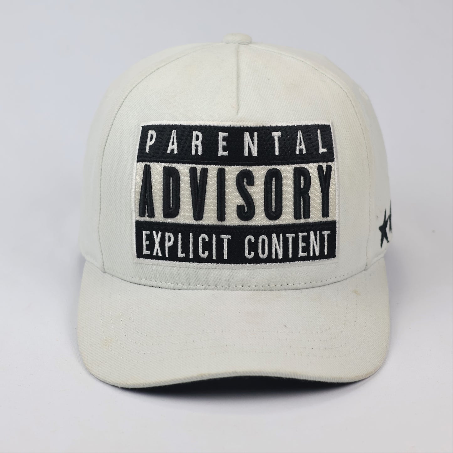 Vintage Parental Advisory Embroidered Thrifted Snapback – Off-White
