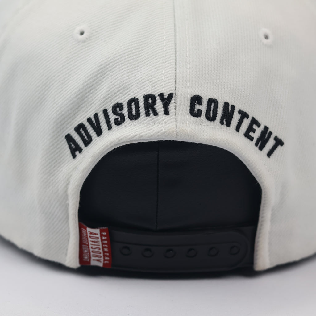 Vintage Parental Advisory Embroidered Thrifted Snapback – Off-White