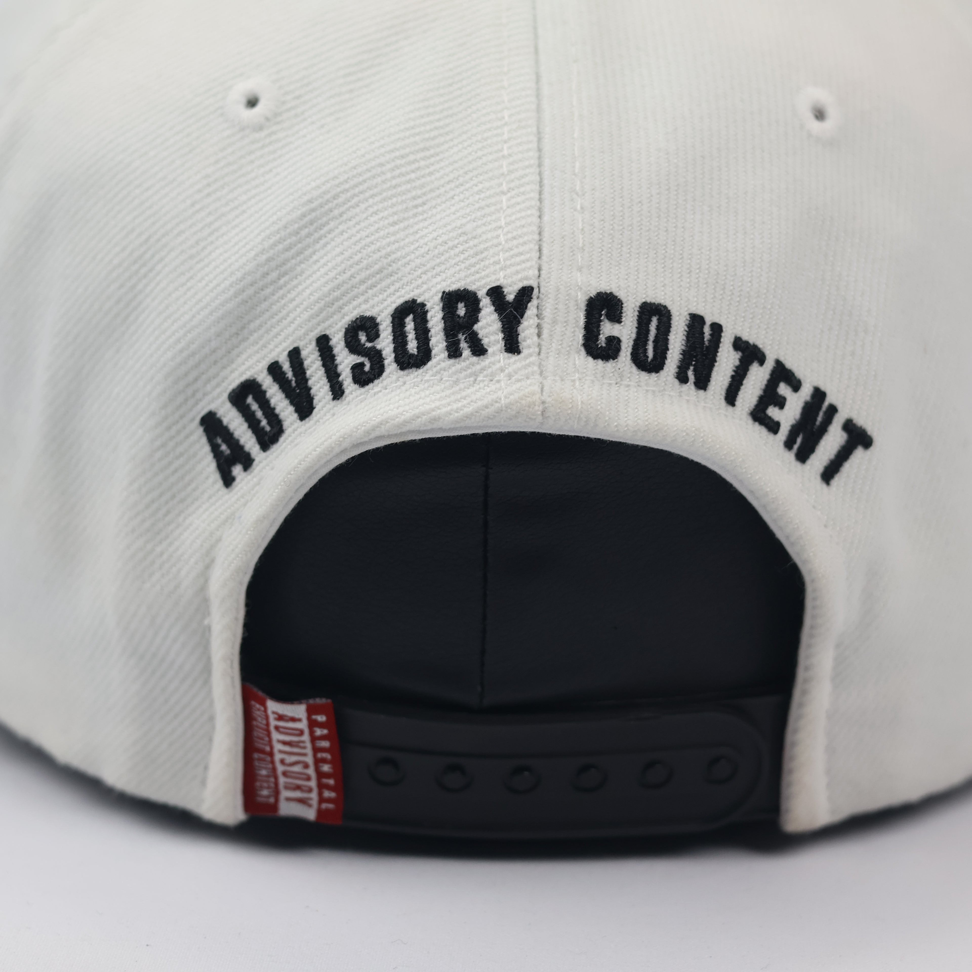 Vintage Parental Advisory Embroidered Thrifted Snapback – Off-White